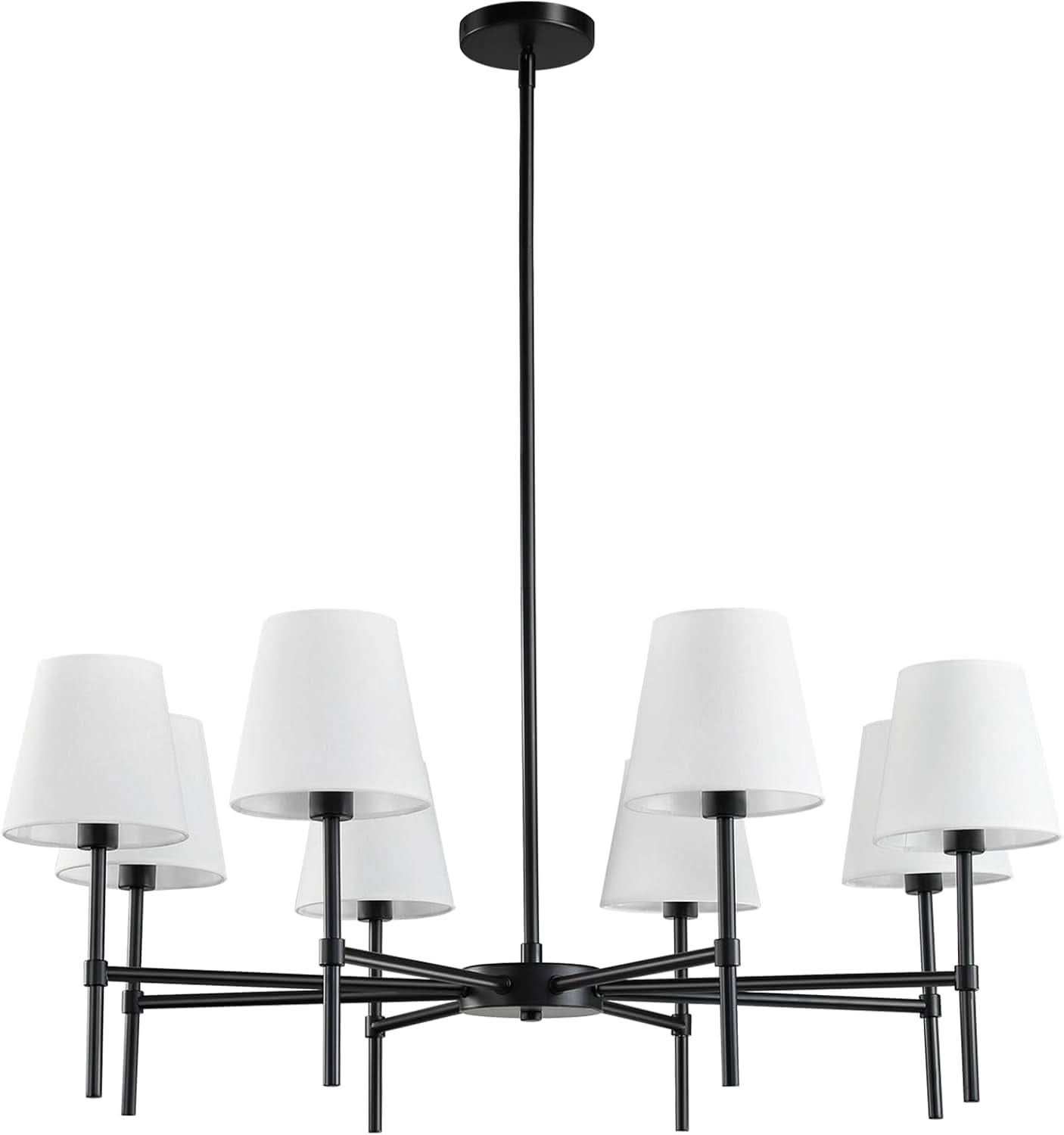 Matte Black 8 Light Farmhouse Chandelier For Dining Room