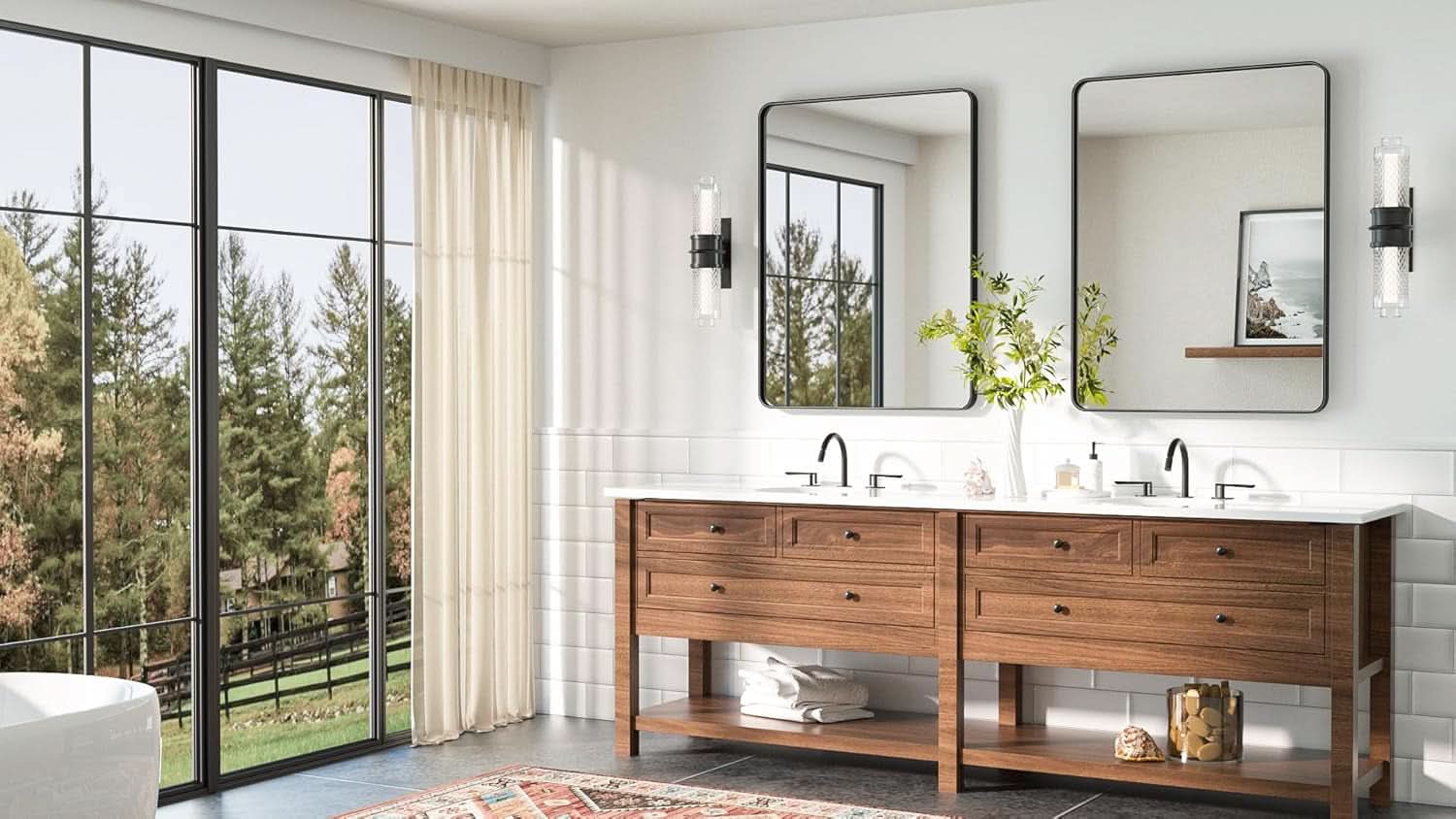 Matte Black Bathroom Vanity Mirror 24x32 Wall Mounted