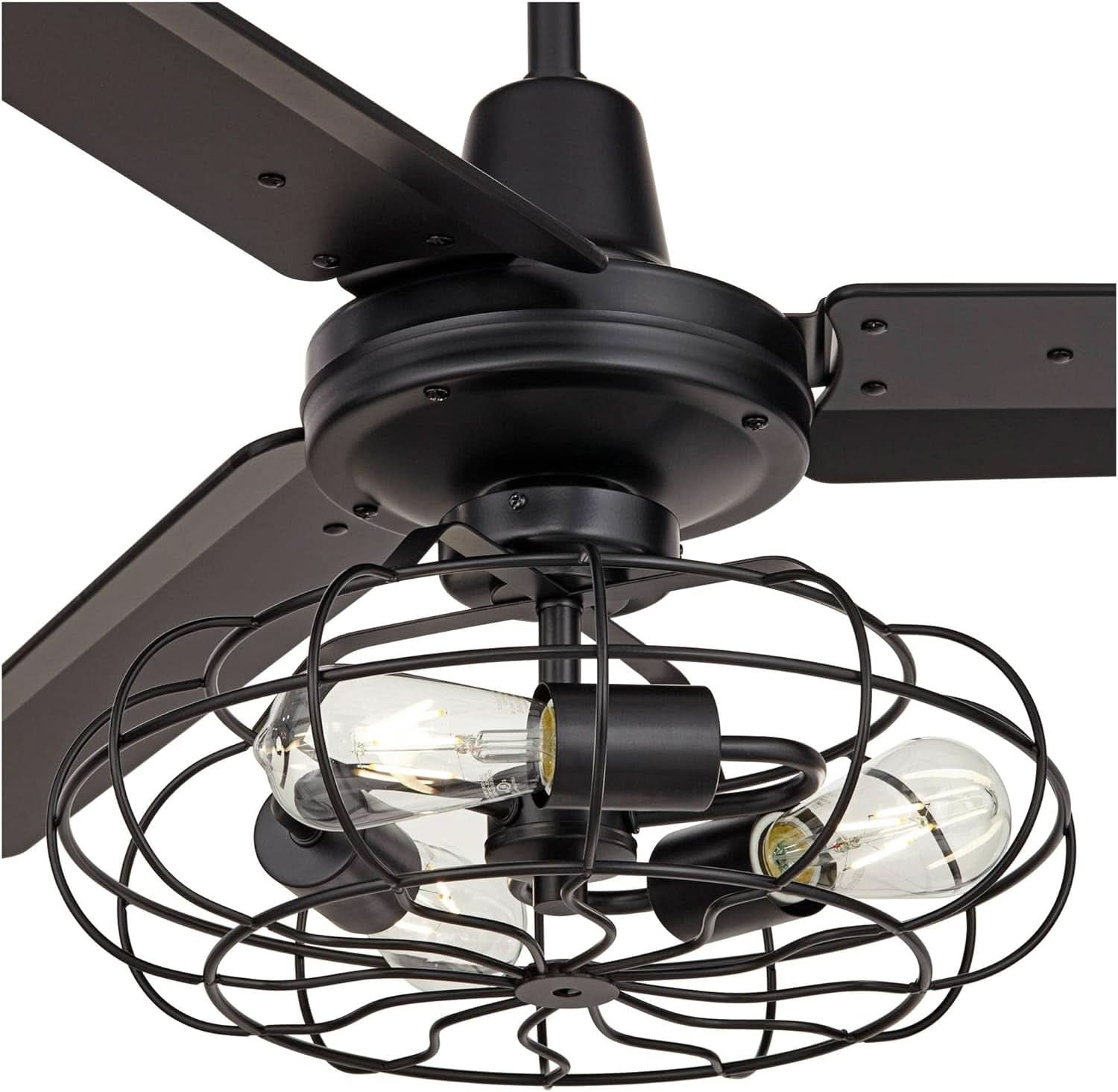 Matte Black Ceiling Fan 52 Inch With Integrated LED Remote