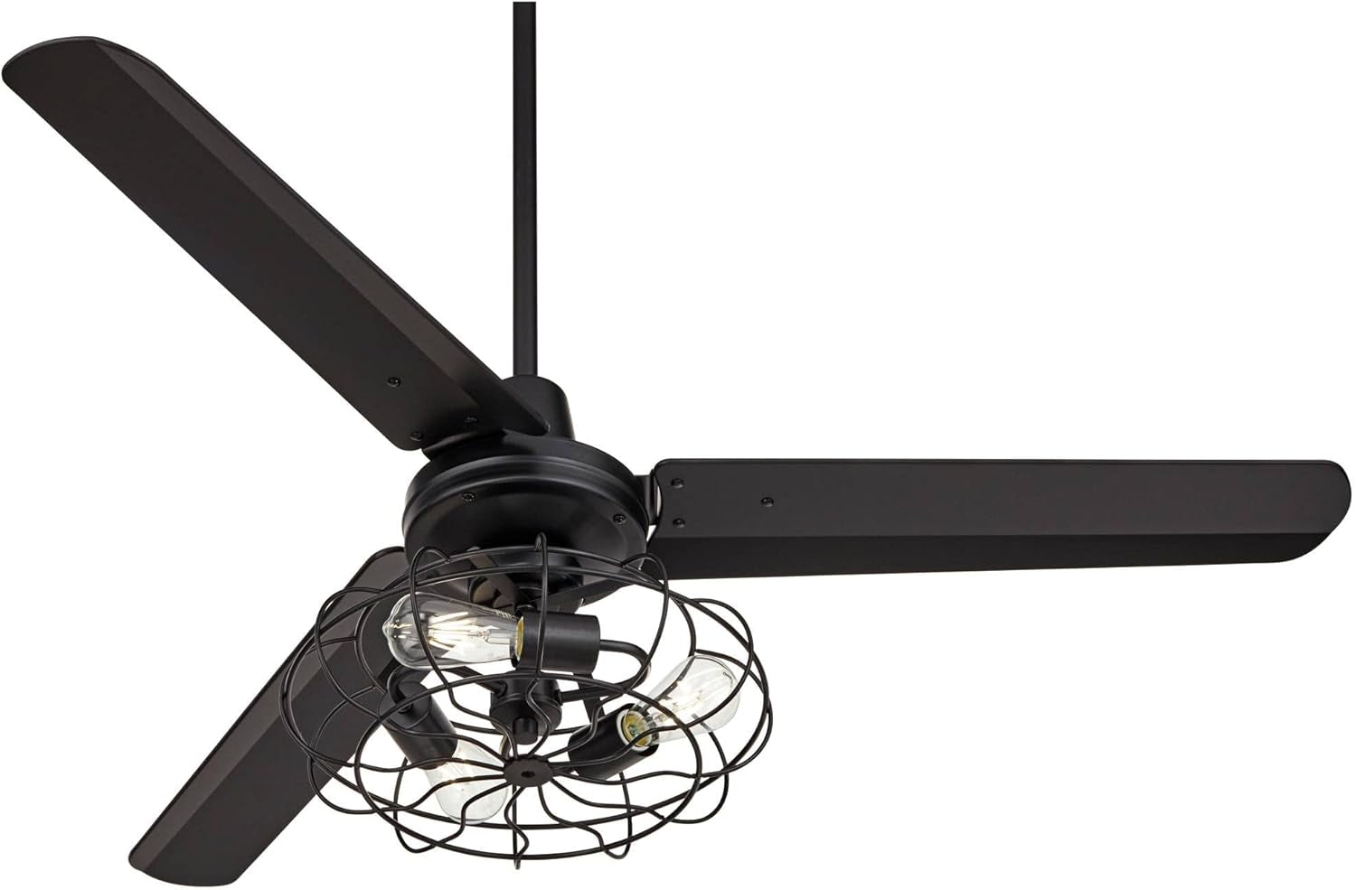 Matte Black Ceiling Fan 52 Inch With Integrated LED Remote