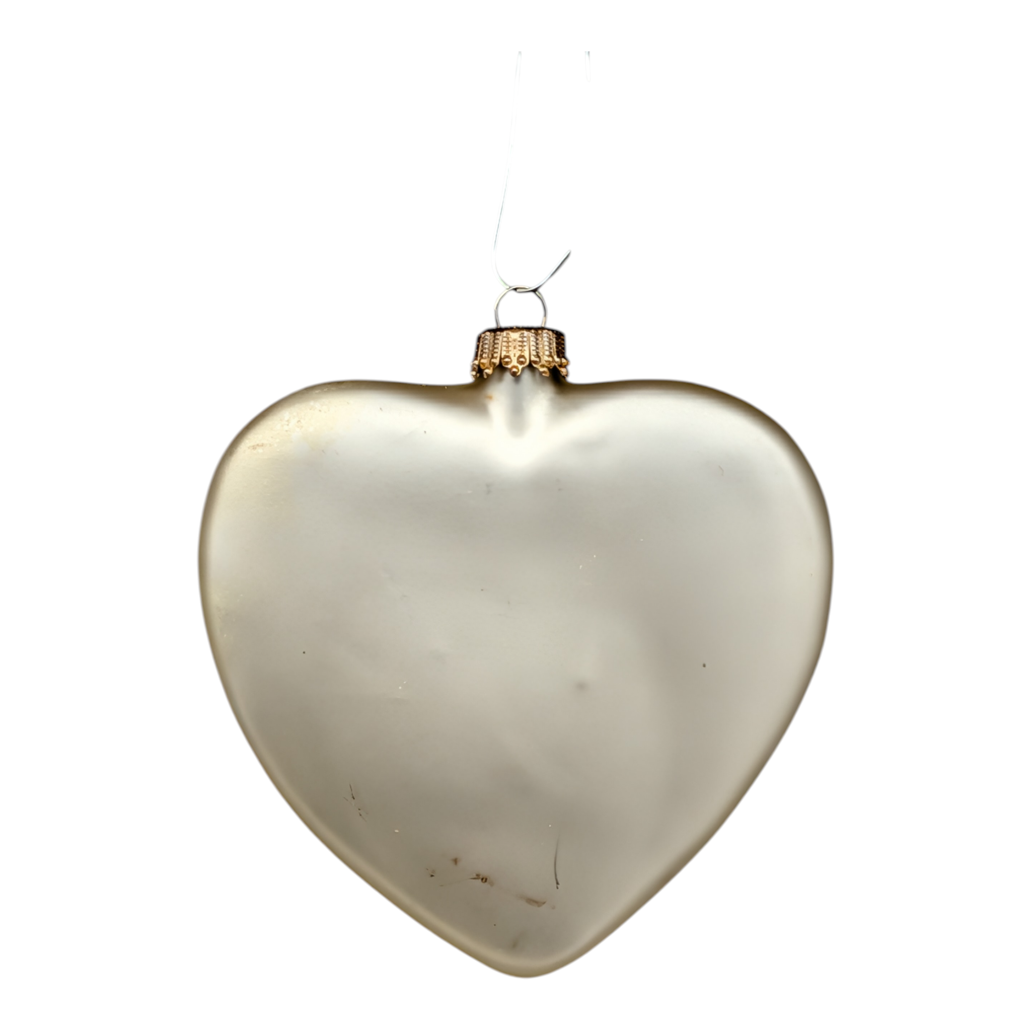 Matte "Natural Velvet" Glass Heart Ornaments – Set of Two