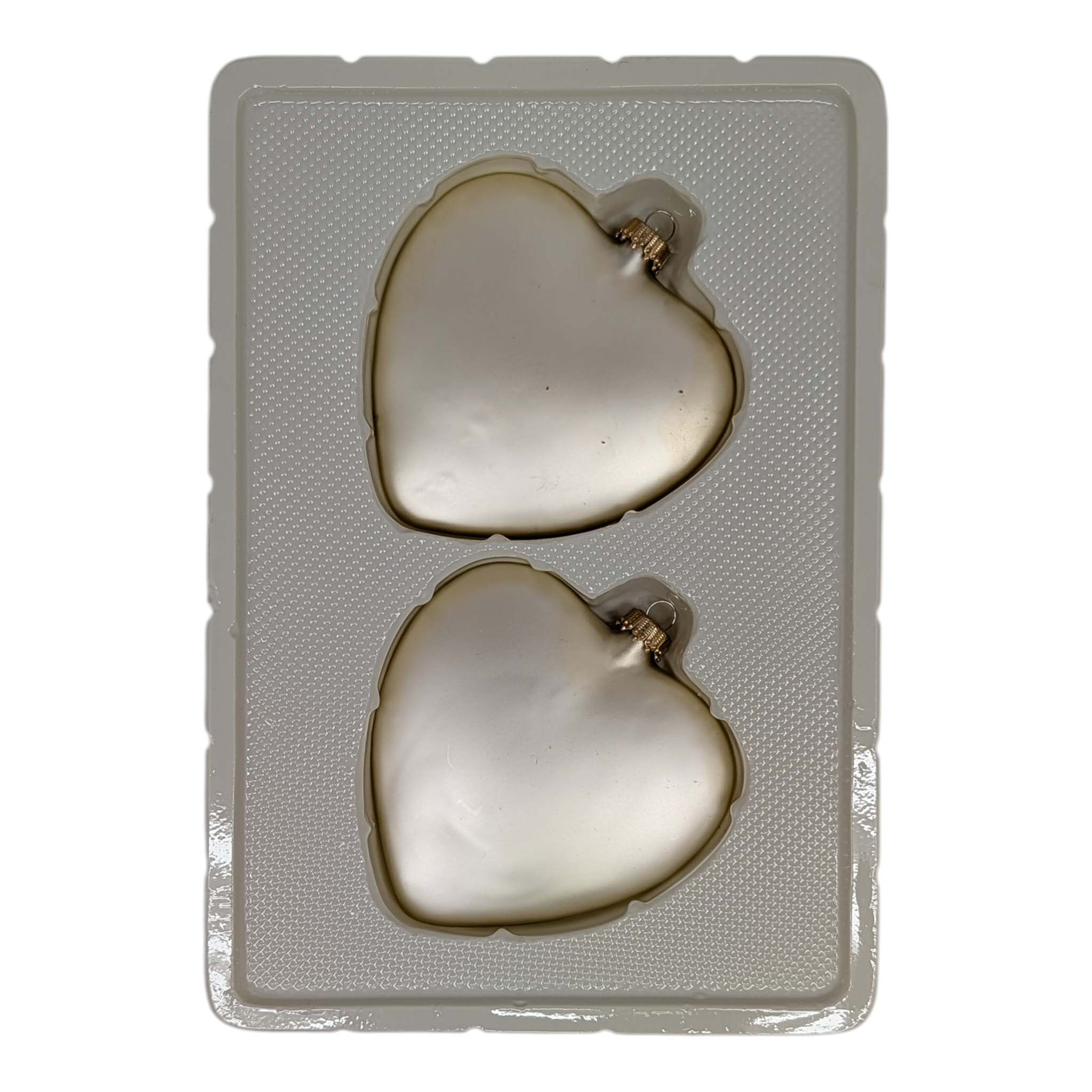 Matte "Natural Velvet" Glass Heart Ornaments – Set of Two