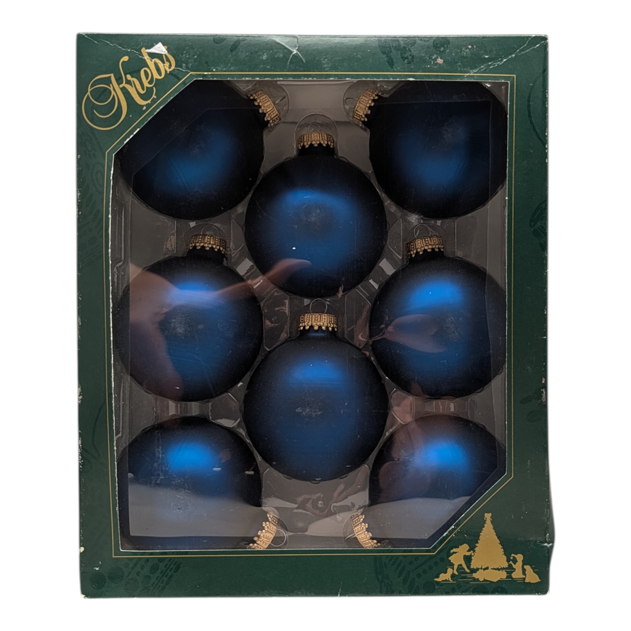 Matte Navy Blue 2 5/8" (67mm) Glass Ball Ornaments - Set of 8