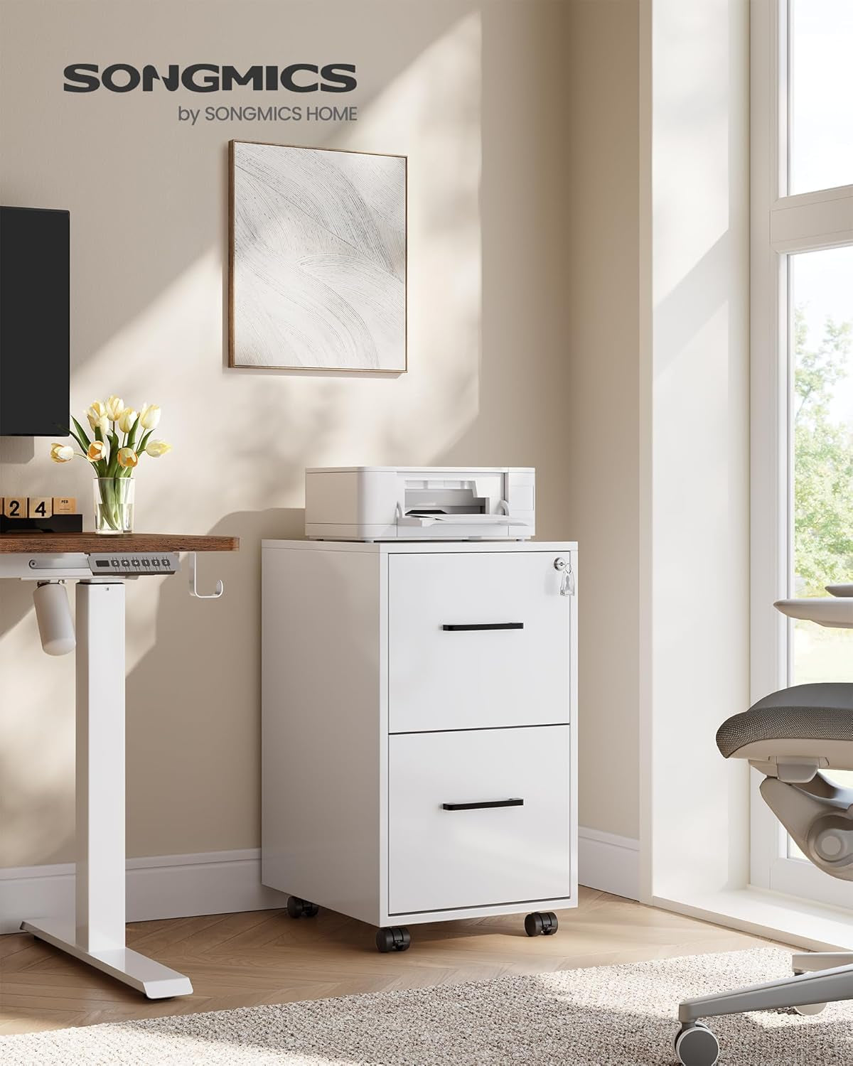 Matte White File Cabinet With Lock For A4 Legal Letter