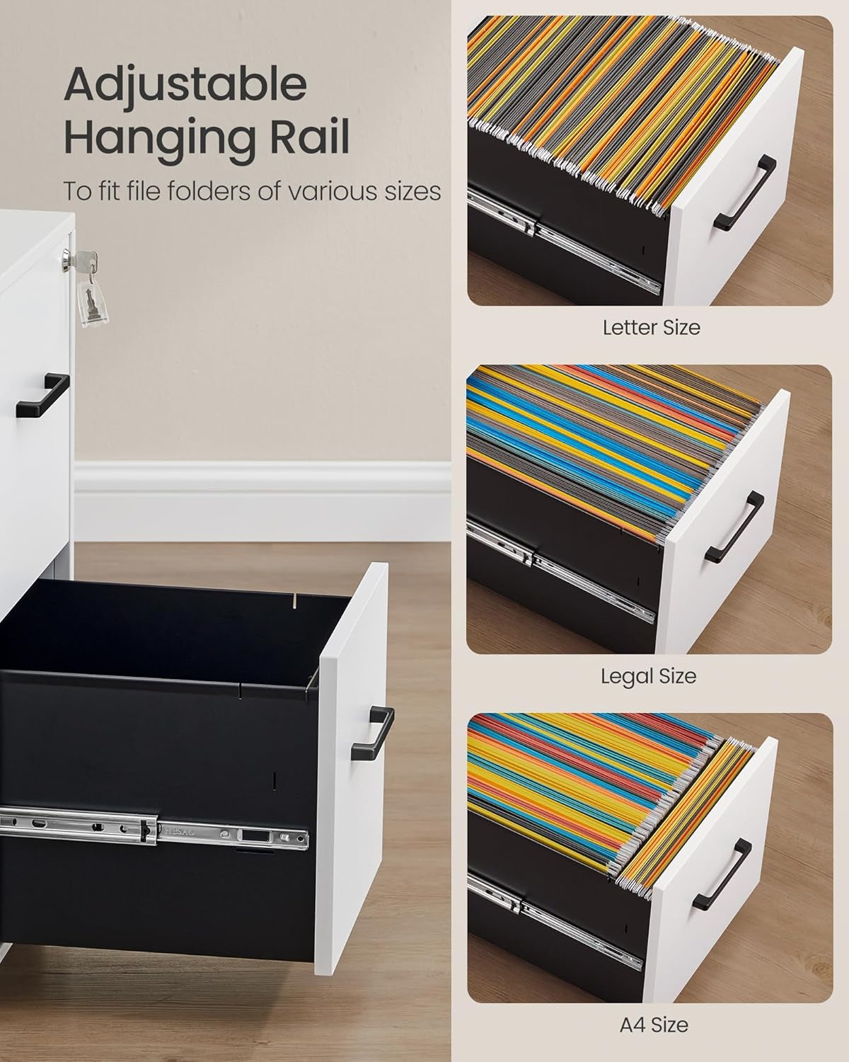Matte White File Cabinet With Lock For A4 Legal Letter