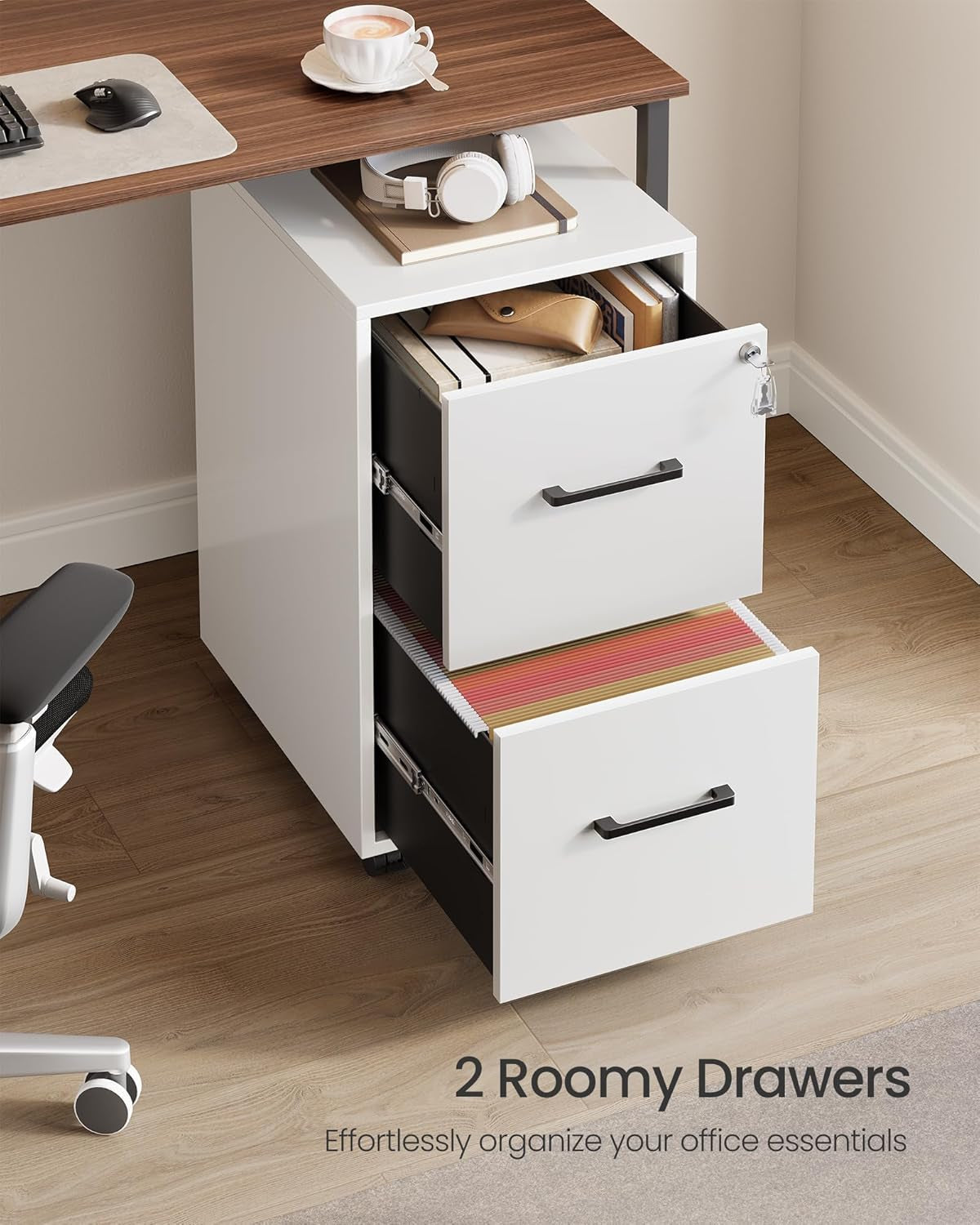 Matte White File Cabinet With Lock For A4 Legal Letter
