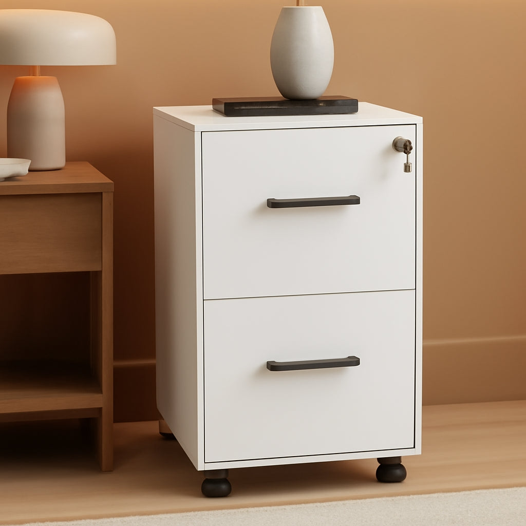 Matte White File Cabinet With Lock For A4 Legal Letter