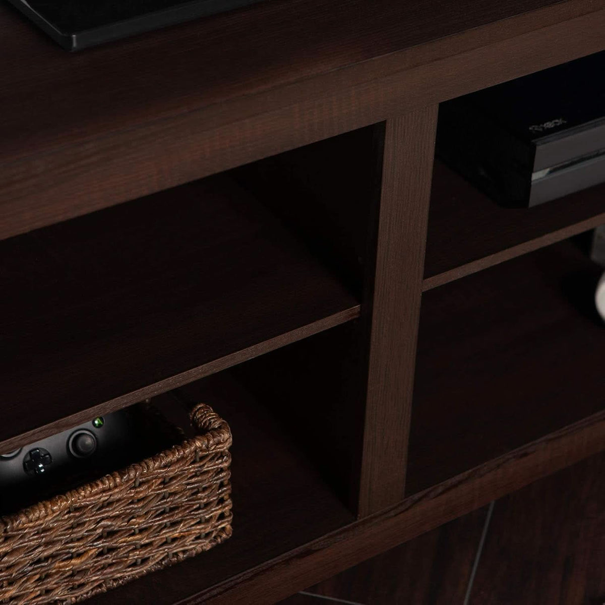 Maxwell Classic 2 Shelf Corner TV Stand For 65 Inch TVs Espresso