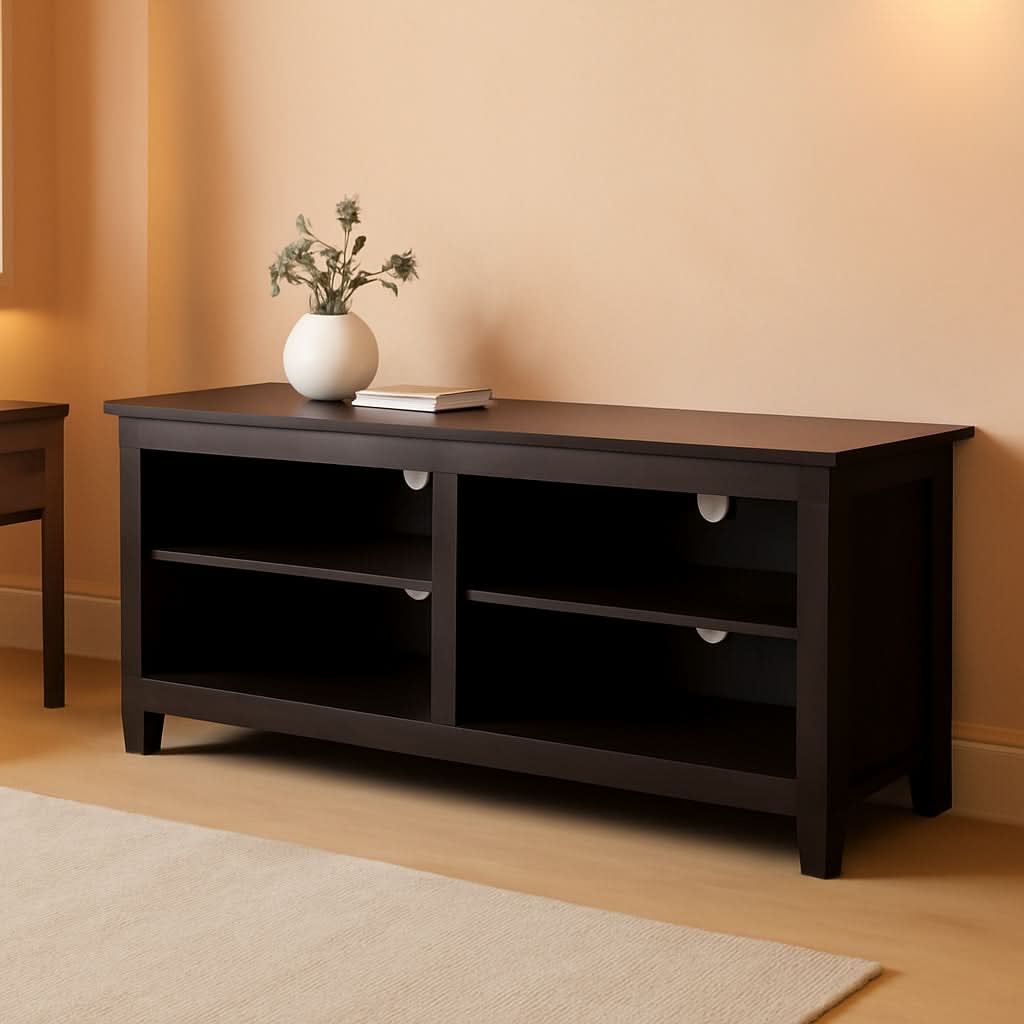 Maxwell Classic 2 Shelf Corner TV Stand For 65 Inch TVs Espresso