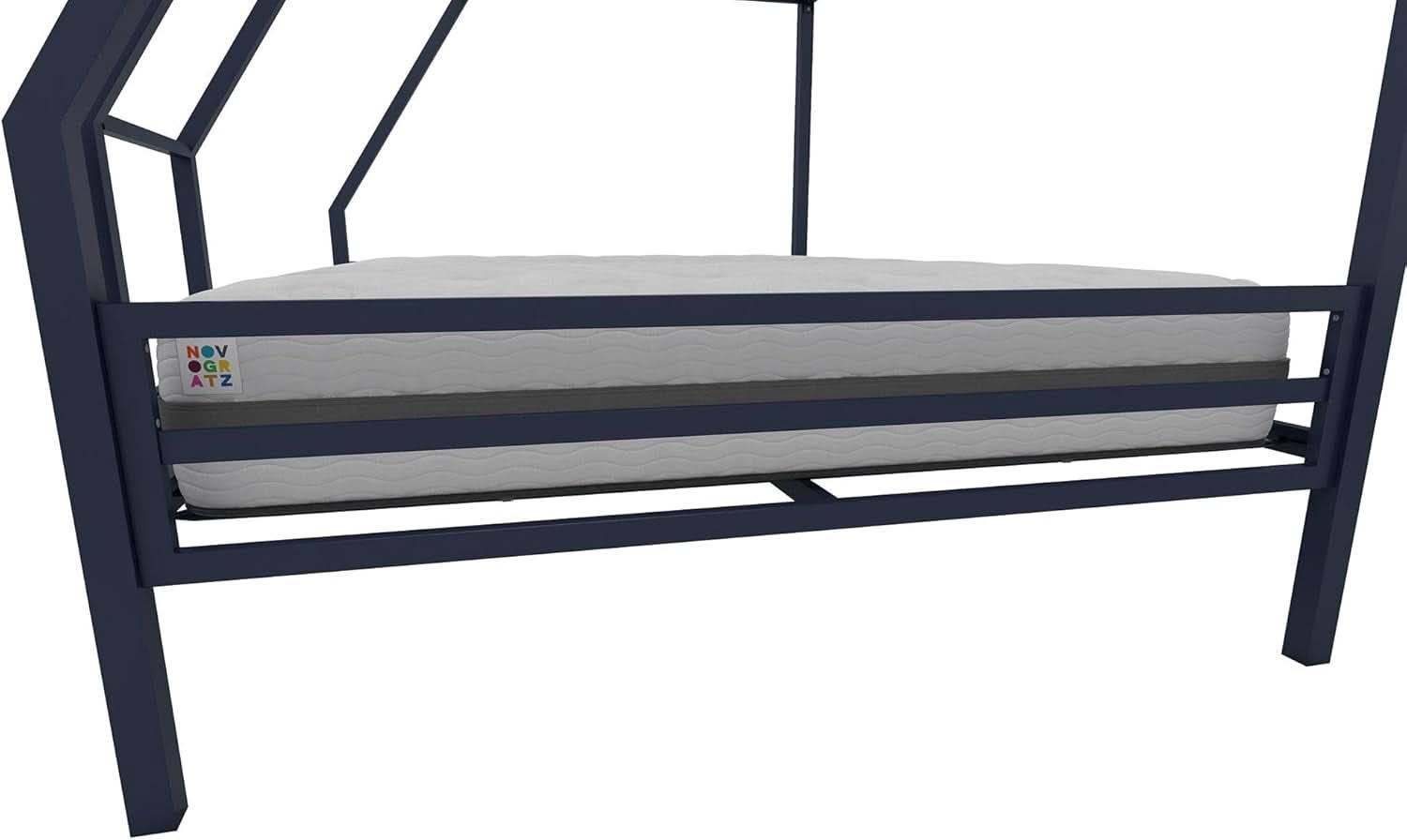 Maxwell Twin-Over-Full Metal Bunk Bed Navy Blue With Ladder