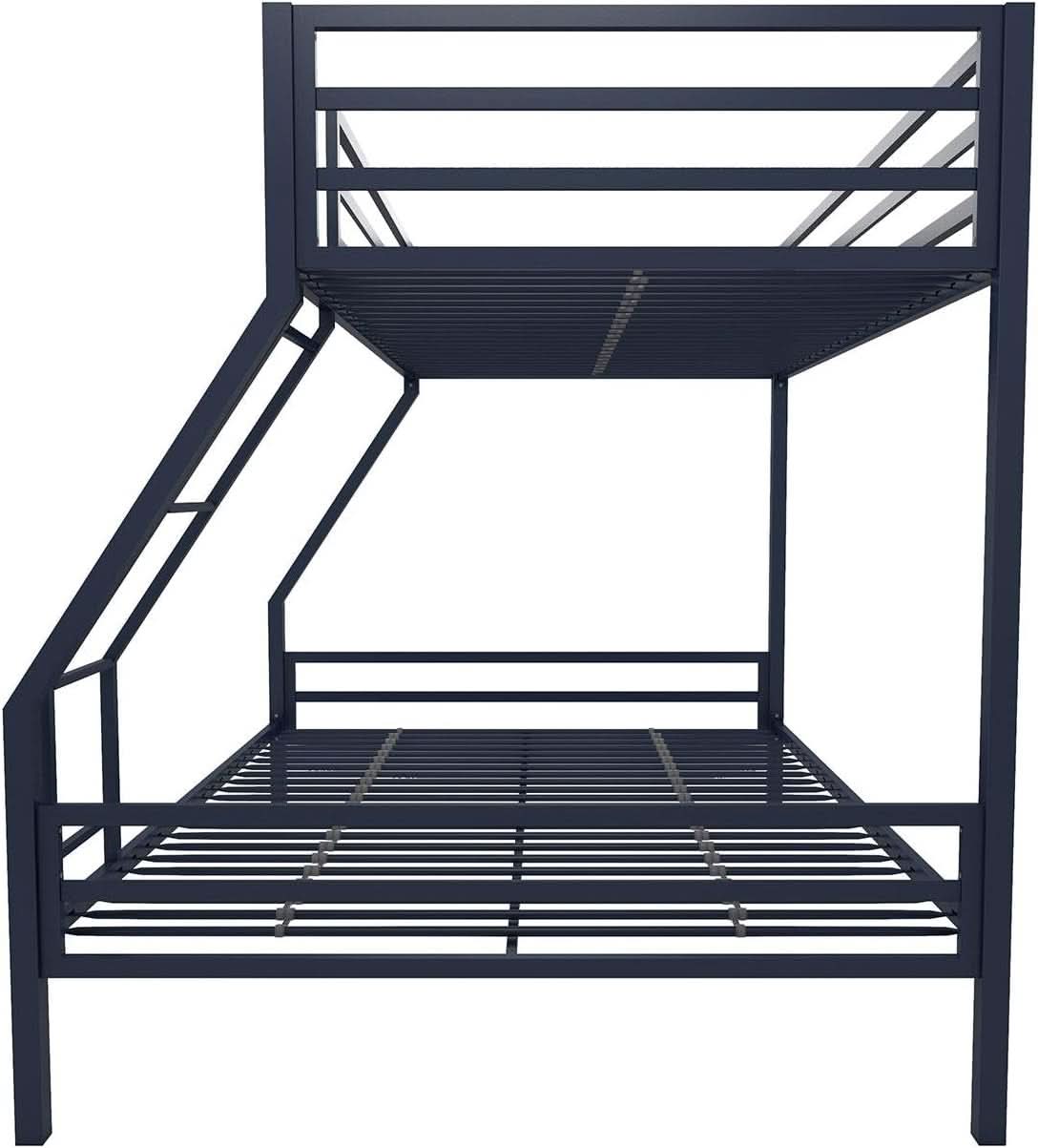 Maxwell Twin-Over-Full Metal Bunk Bed Navy Blue With Ladder