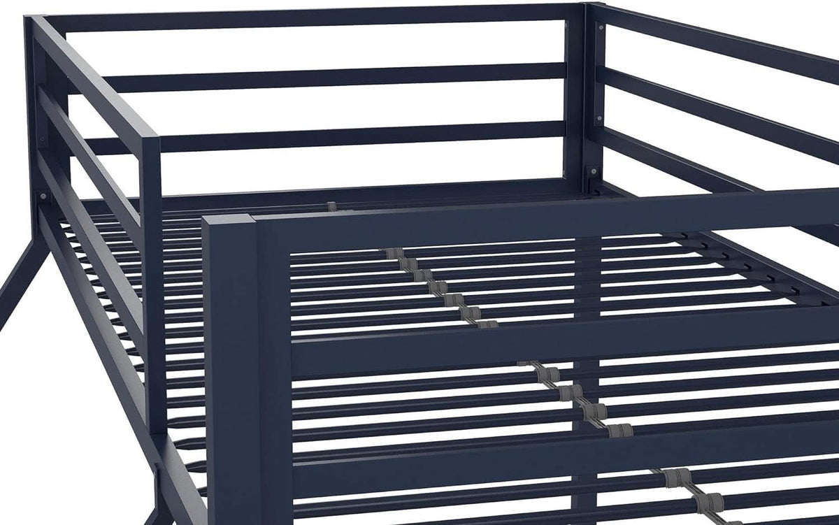 Maxwell Twin-Over-Full Metal Bunk Bed Navy Blue With Ladder