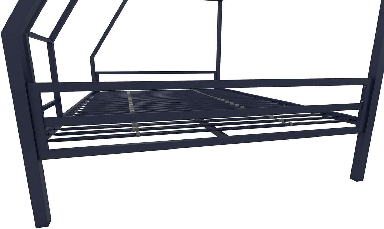 Maxwell Twin-Over-Full Metal Bunk Bed Navy Blue With Ladder