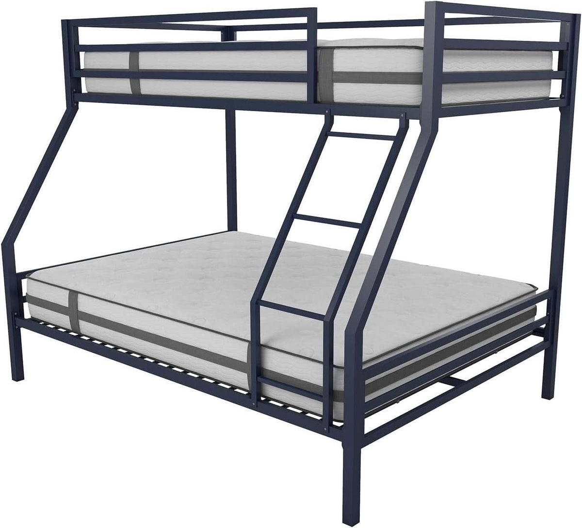 Maxwell Twin-Over-Full Metal Bunk Bed Navy Blue With Ladder