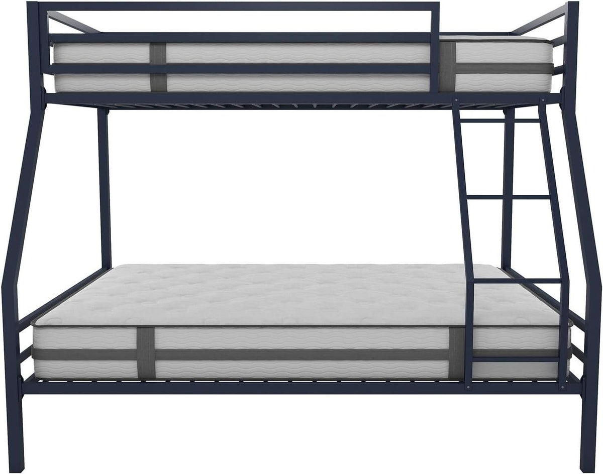 Maxwell Twin-Over-Full Metal Bunk Bed Navy Blue With Ladder