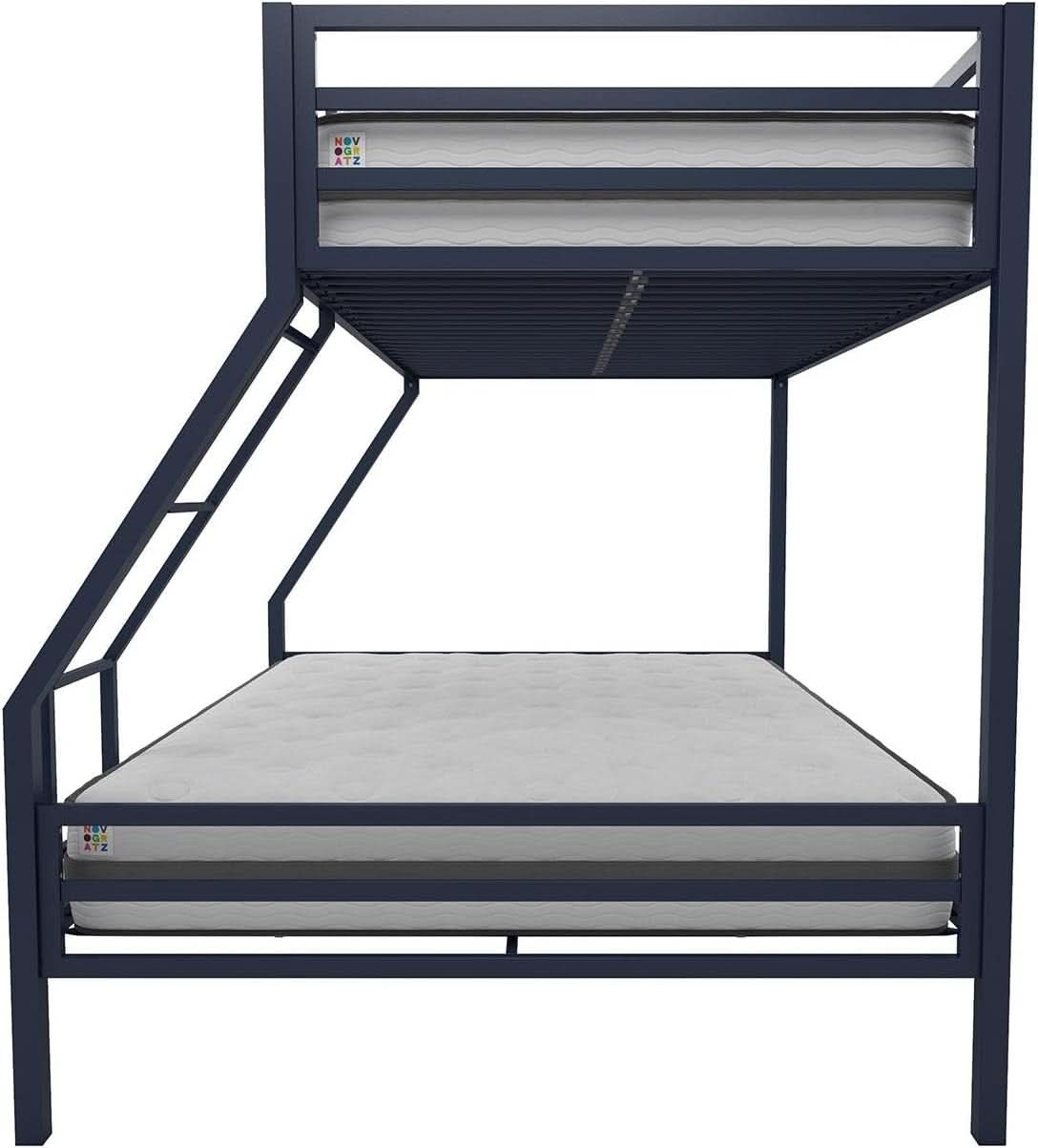 Maxwell Twin-Over-Full Metal Bunk Bed Navy Blue With Ladder