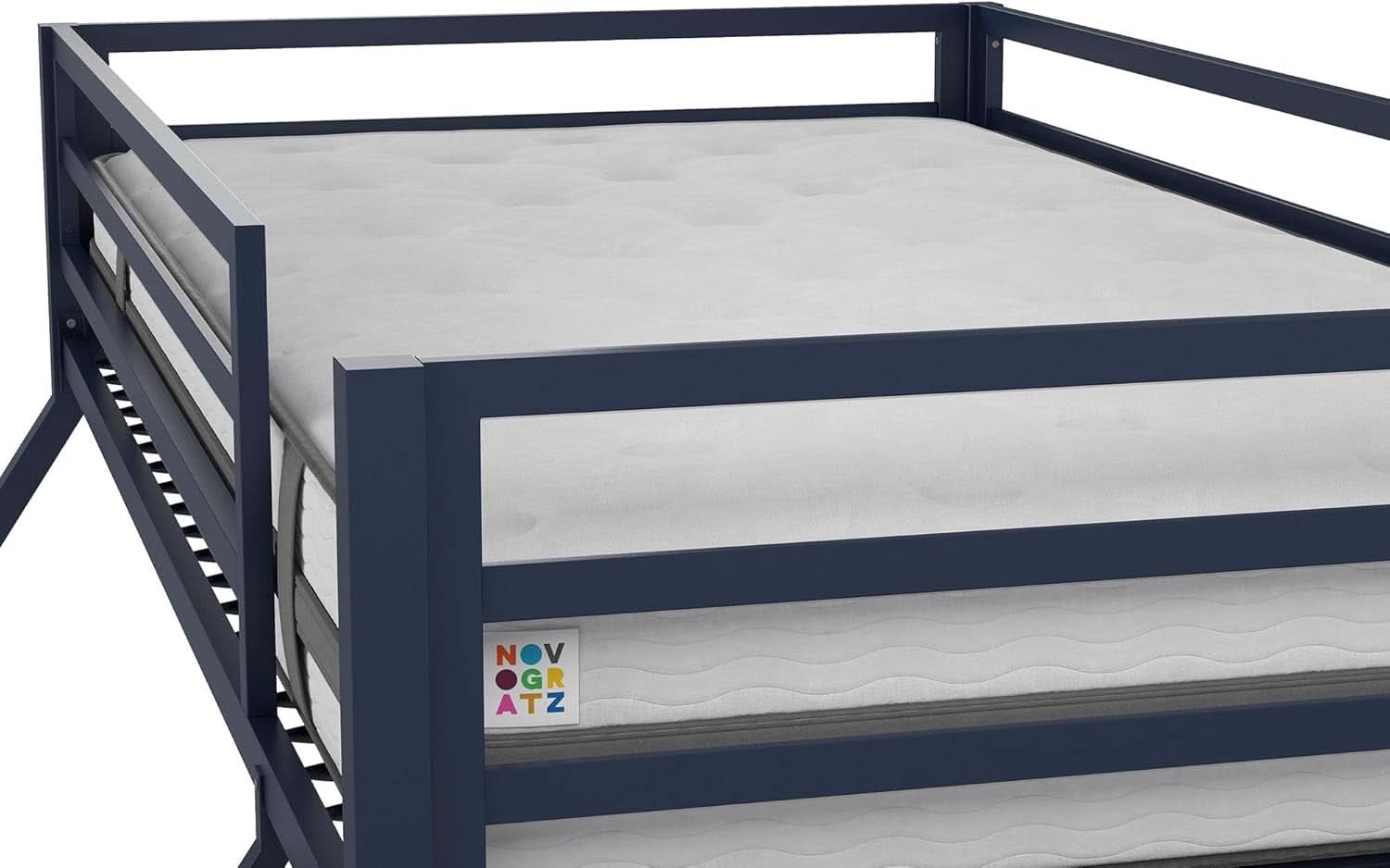 Maxwell Twin-Over-Full Metal Bunk Bed Navy Blue With Ladder