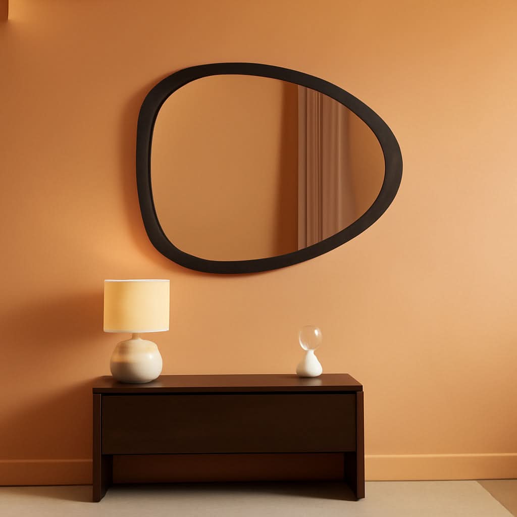 Mckinder Mid Century Wall Mirror 24x28 Black Geometric