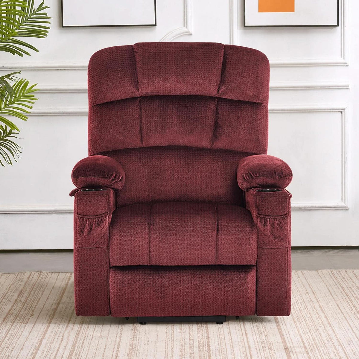 Medium Burgundy Dual Motor Lift Recliner With Massage