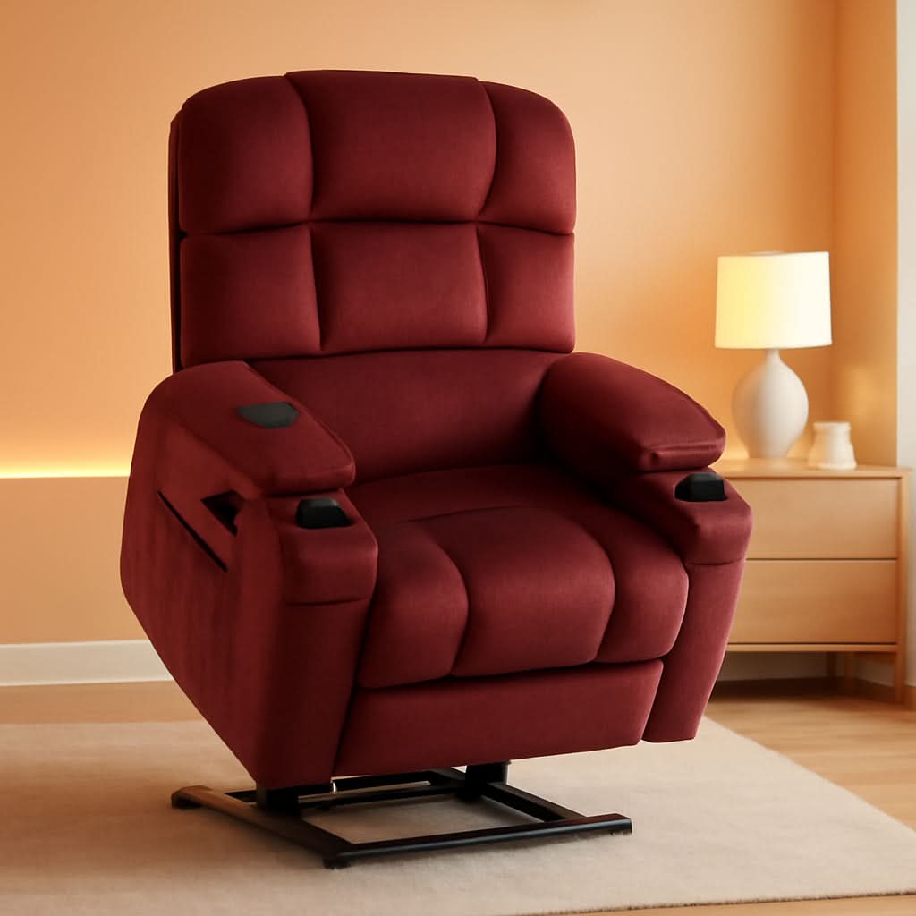 Medium Burgundy Dual Motor Lift Recliner With Massage