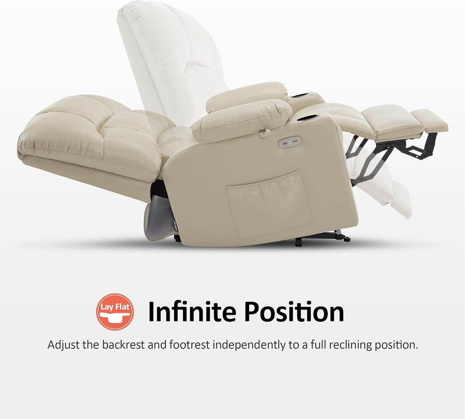 Medium Wide Power Lift Recliner Chair With Massage