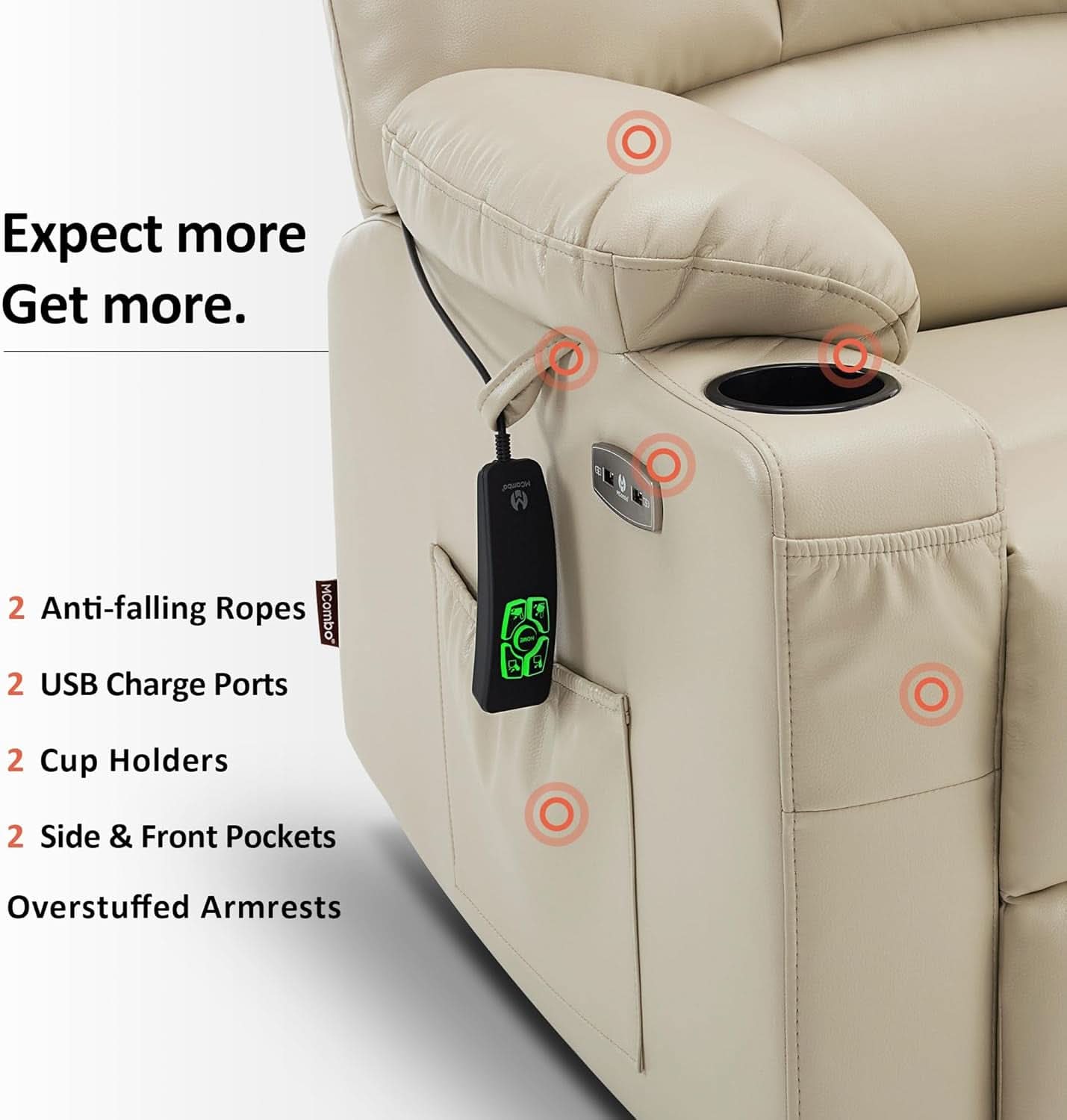 Medium Wide Power Lift Recliner Chair With Massage