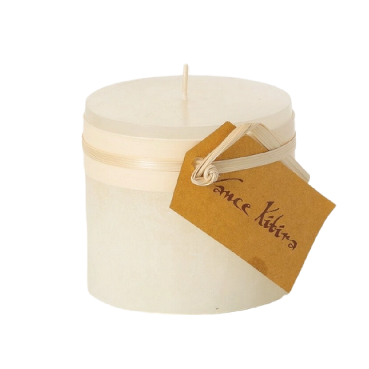 Melon White Timber Pillar Candle - 3 x 3.25