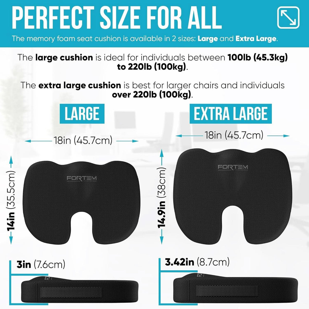 Memory Foam Lumbar Support Seat Cushion For Office Chair