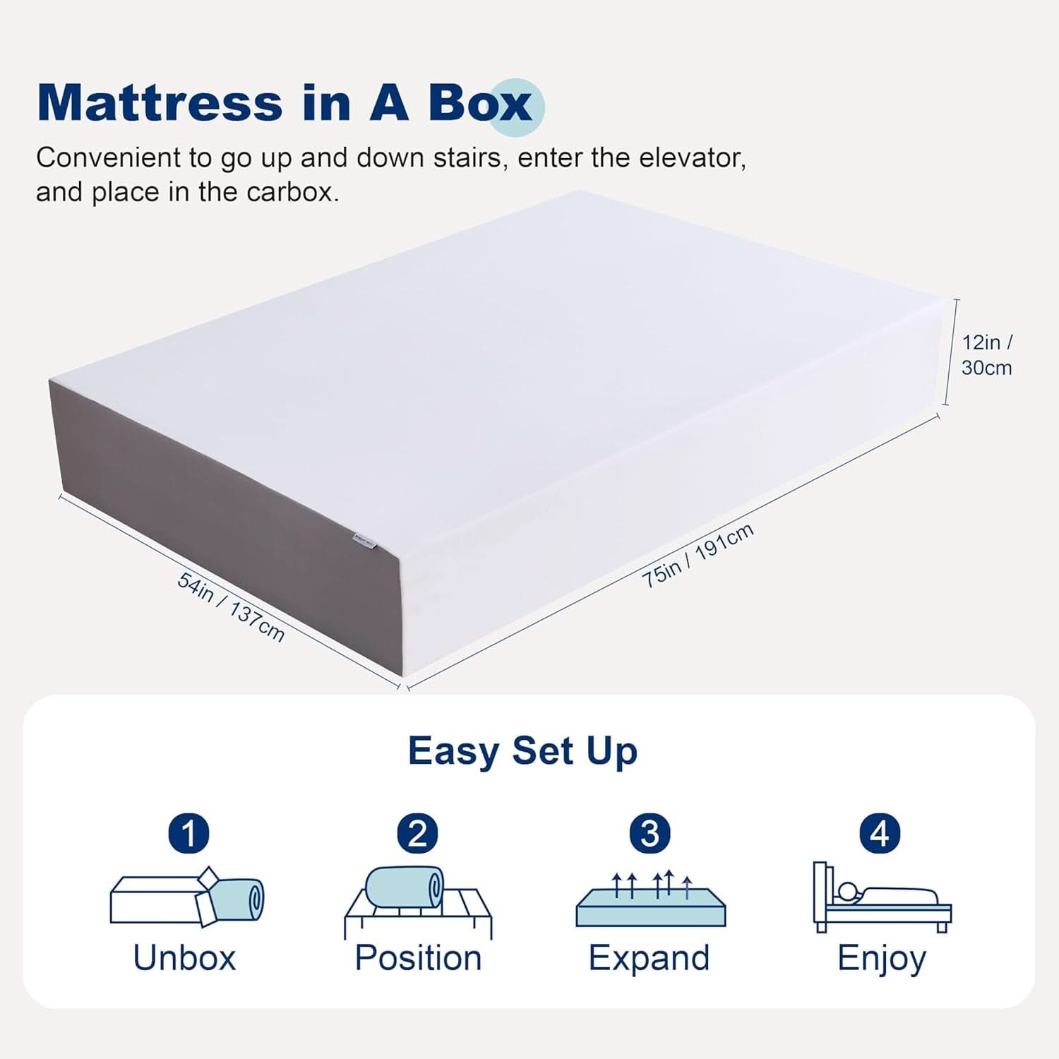 Memory Foam Mattress 12Inch Ultra Soft White Comfort