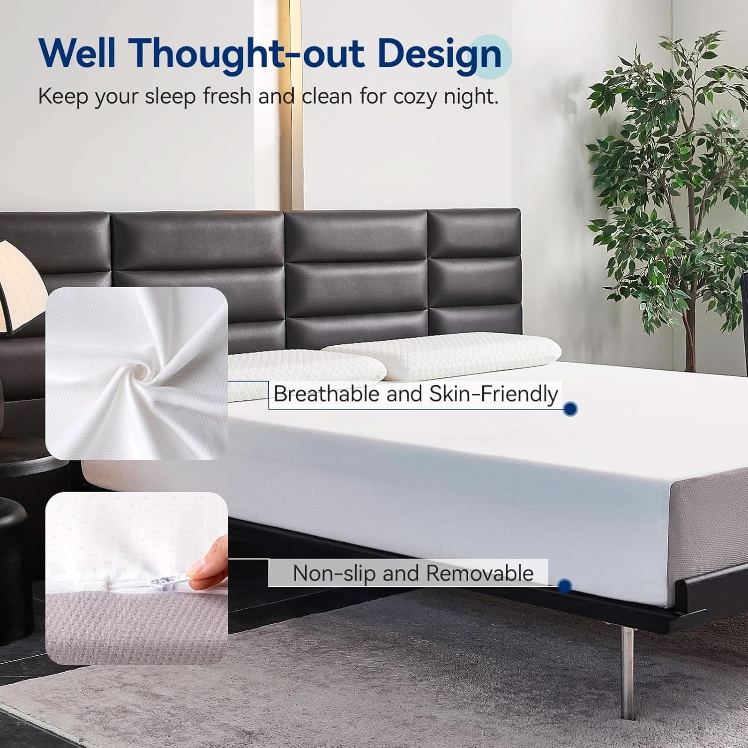 Memory Foam Mattress Full Size White Grey Hypoallergenic