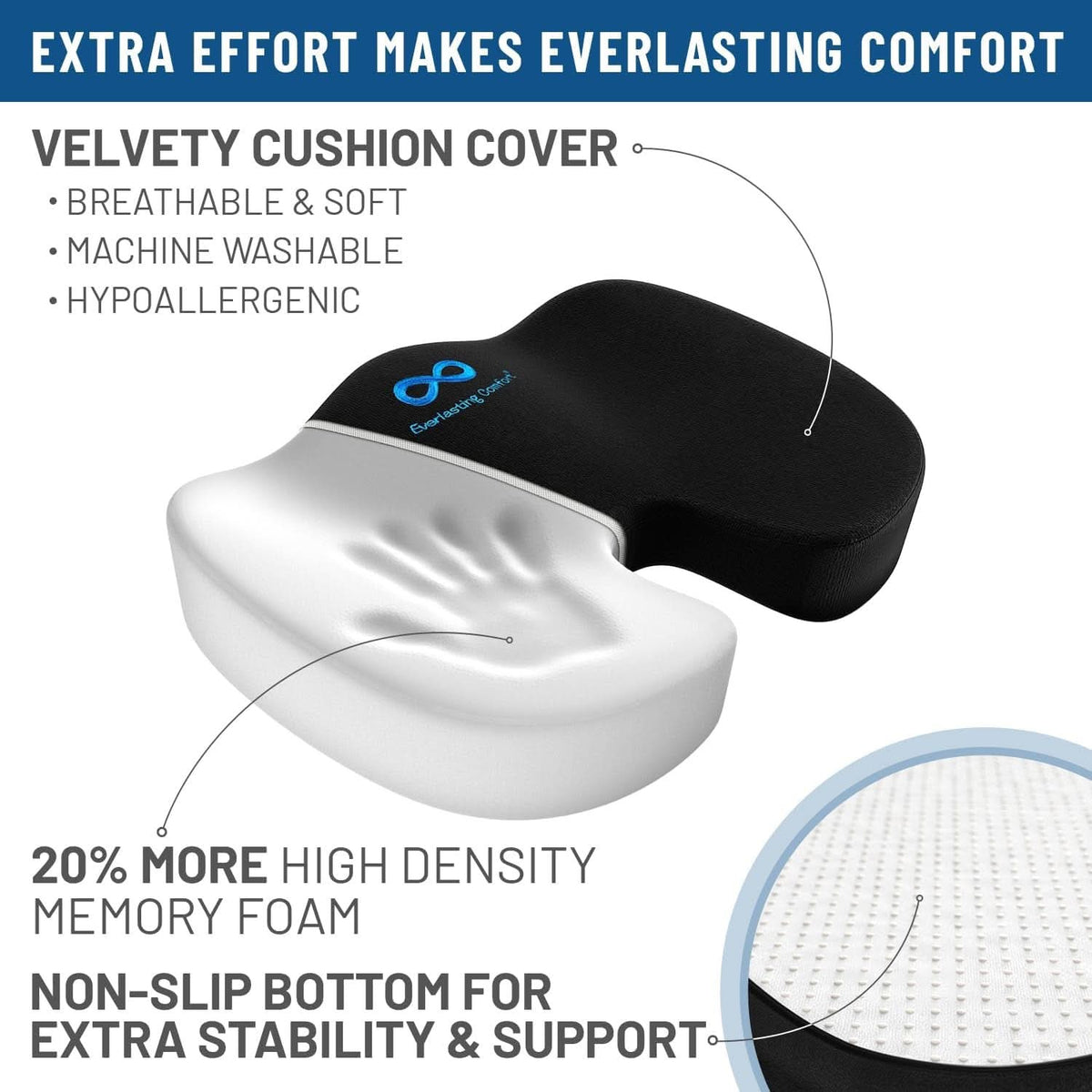 Memory Foam Office Chair Seat Cushion For Tailbone Pain