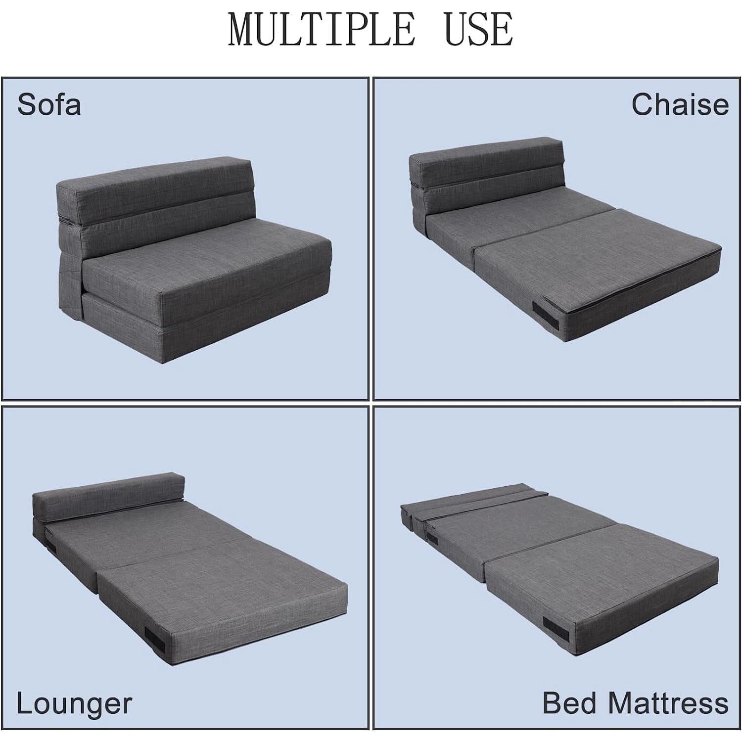 Memory Foam Sleeper Chair With Washable Cover Dark Gray