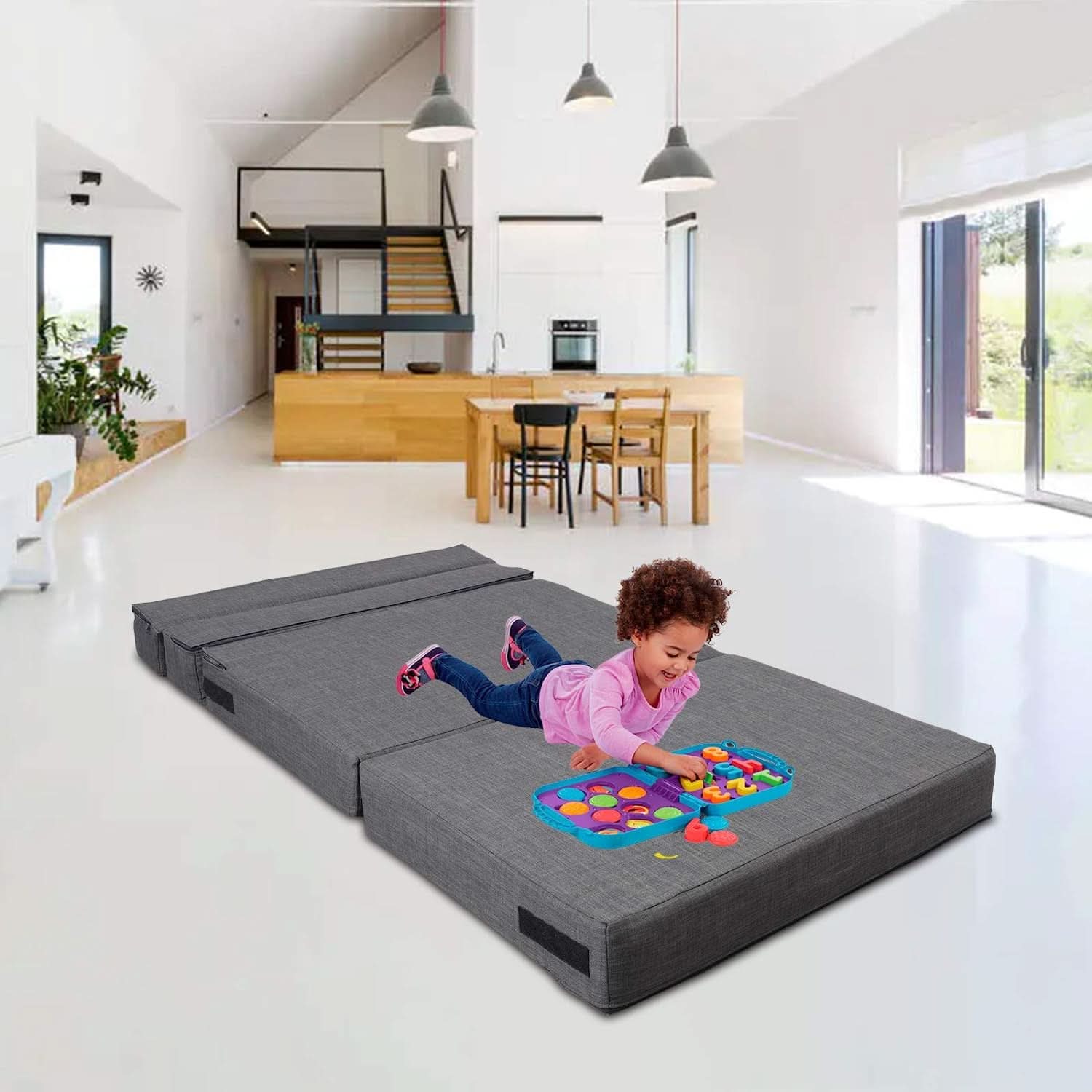 Memory Foam Sleeper Chair With Washable Cover Dark Gray
