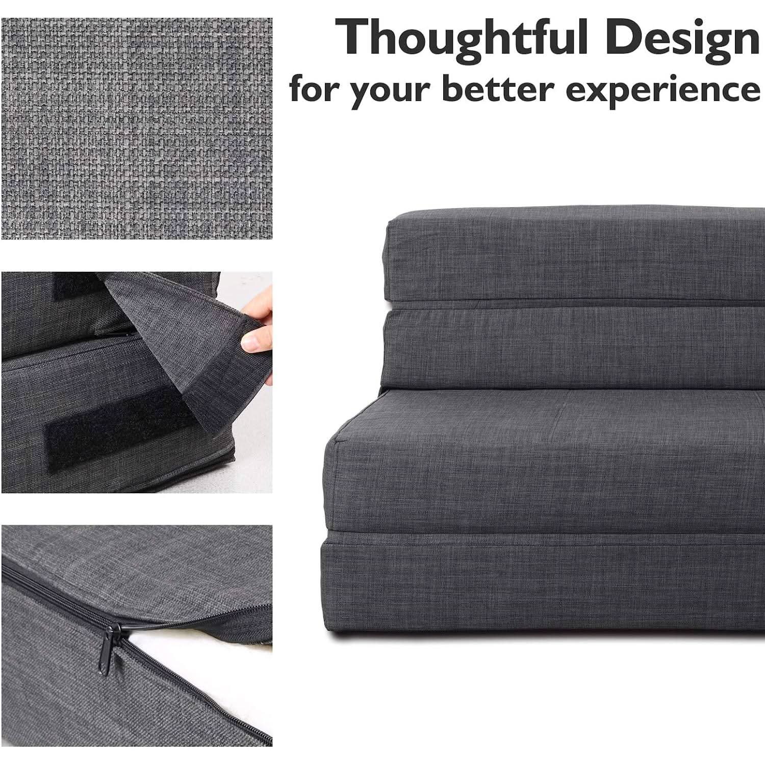 Memory Foam Sleeper Chair With Washable Cover Dark Gray
