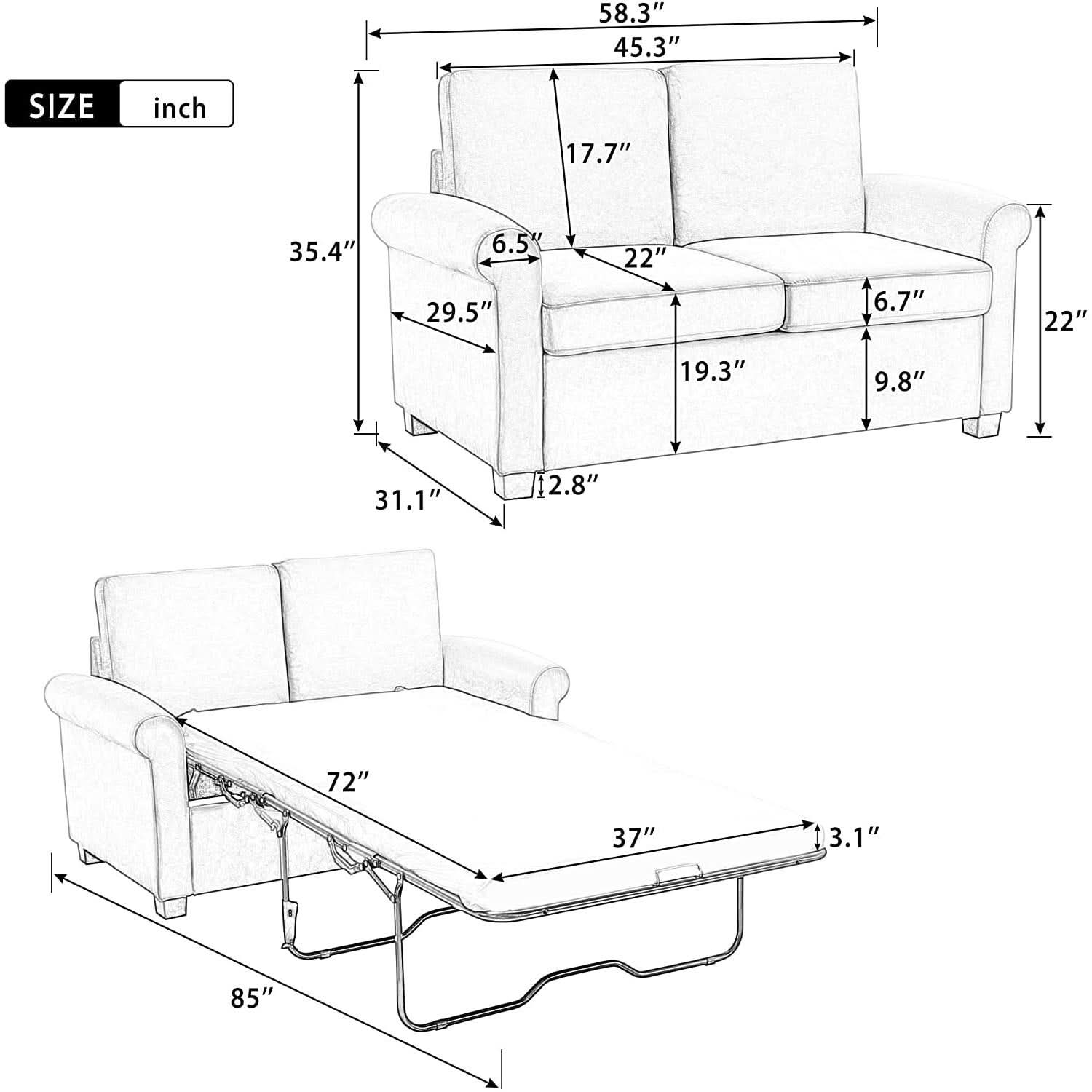 Memory Foam Sofa Bed For Small Spaces Space Saving Studio