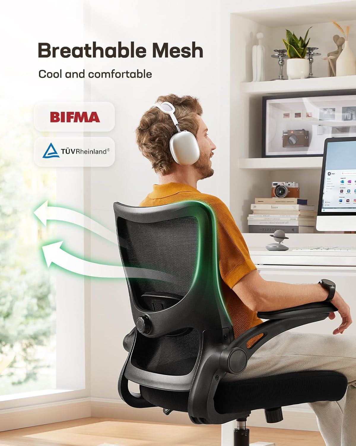 Mesh Office Chair With Adjustable Armrests And Lumbar