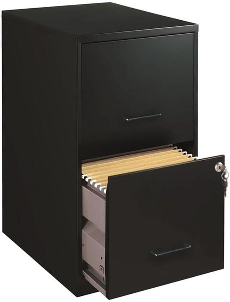 Metal 2 Drawer Letter File Cabinet Black Office Storage