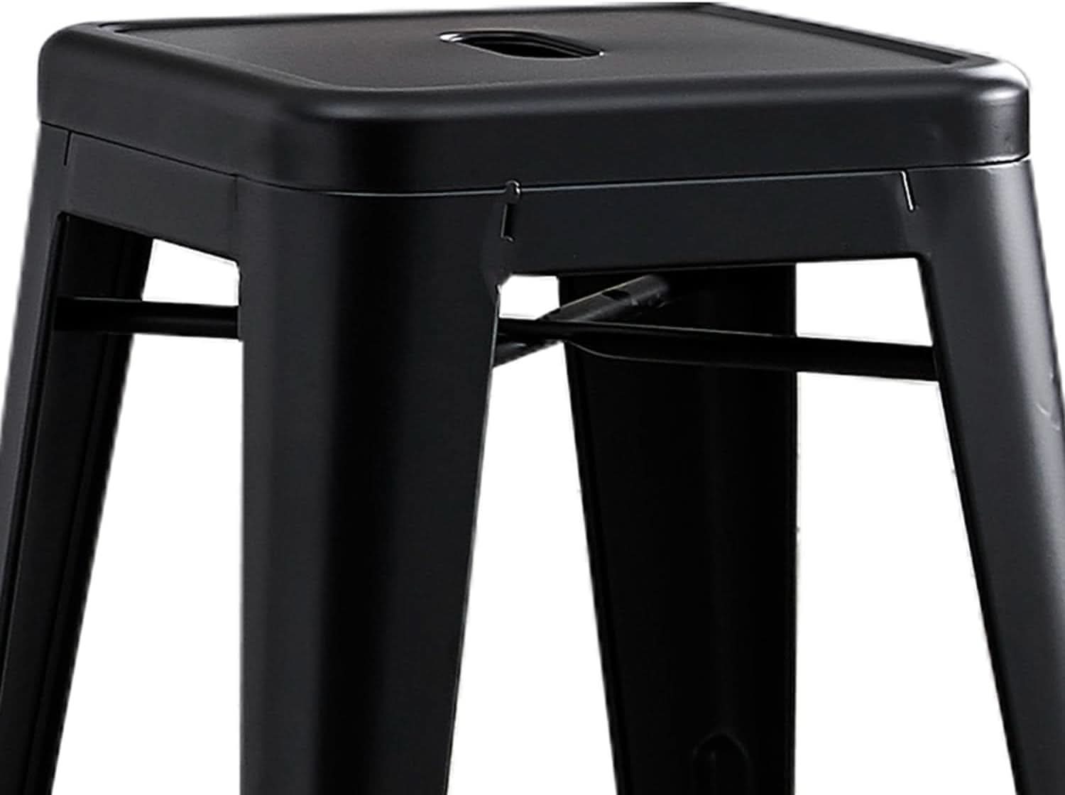 Metal Backless Barstool Set of Two in Matte Black