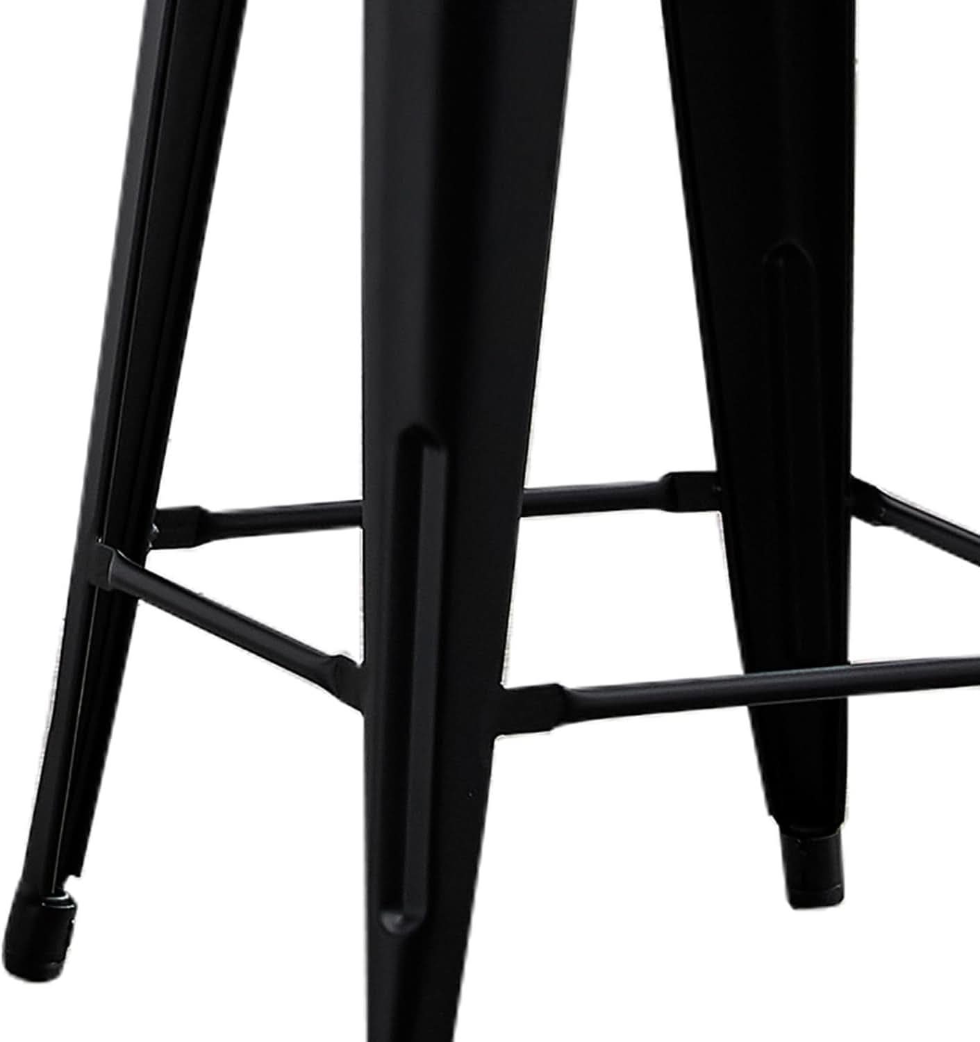 Metal Backless Barstool Set of Two in Matte Black