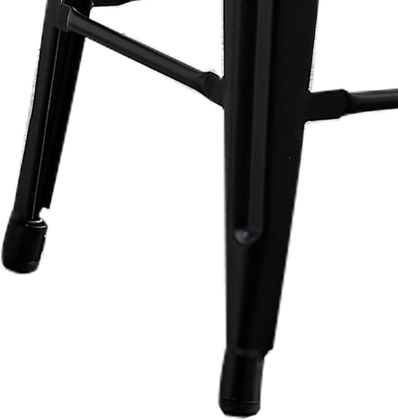 Metal Backless Barstool Set of Two in Matte Black