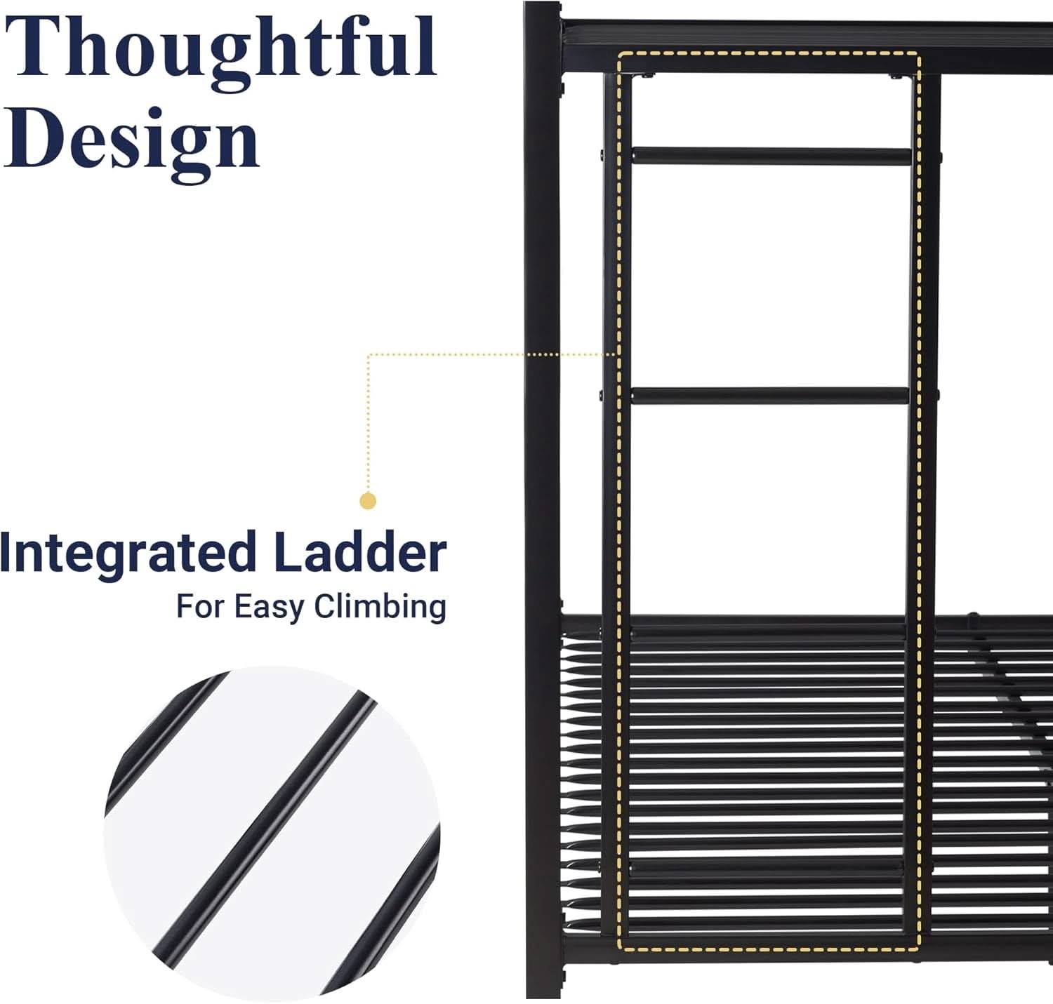 Metal Bunk Bed Twin Over Full Size With Guardrails