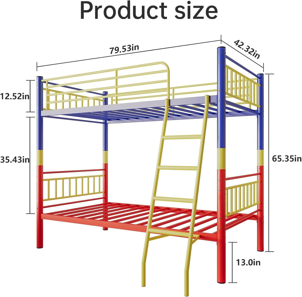 Metal Bunk Bed Twin Over Twin Convertible Guardrails