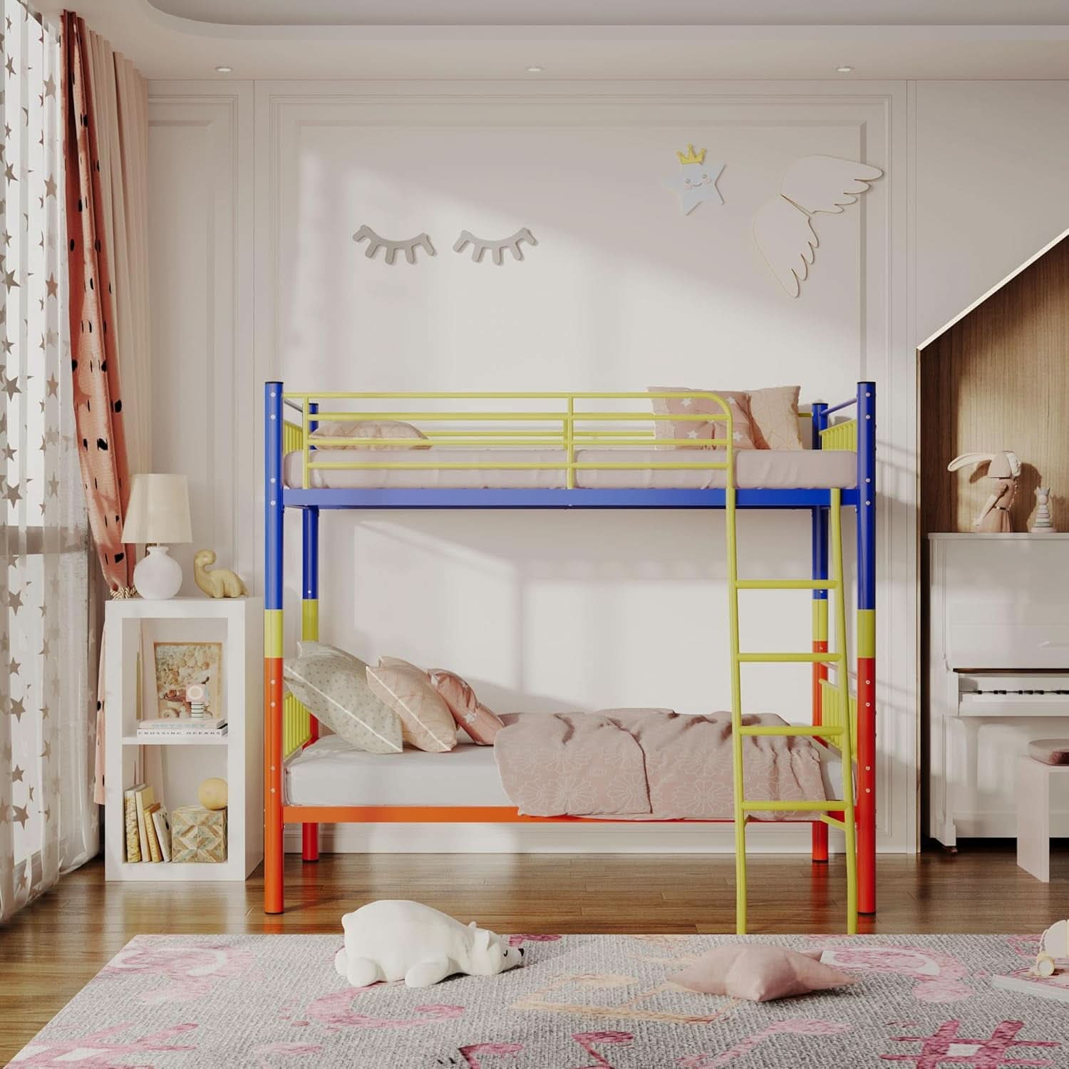 Metal Bunk Bed Twin Over Twin Convertible Guardrails