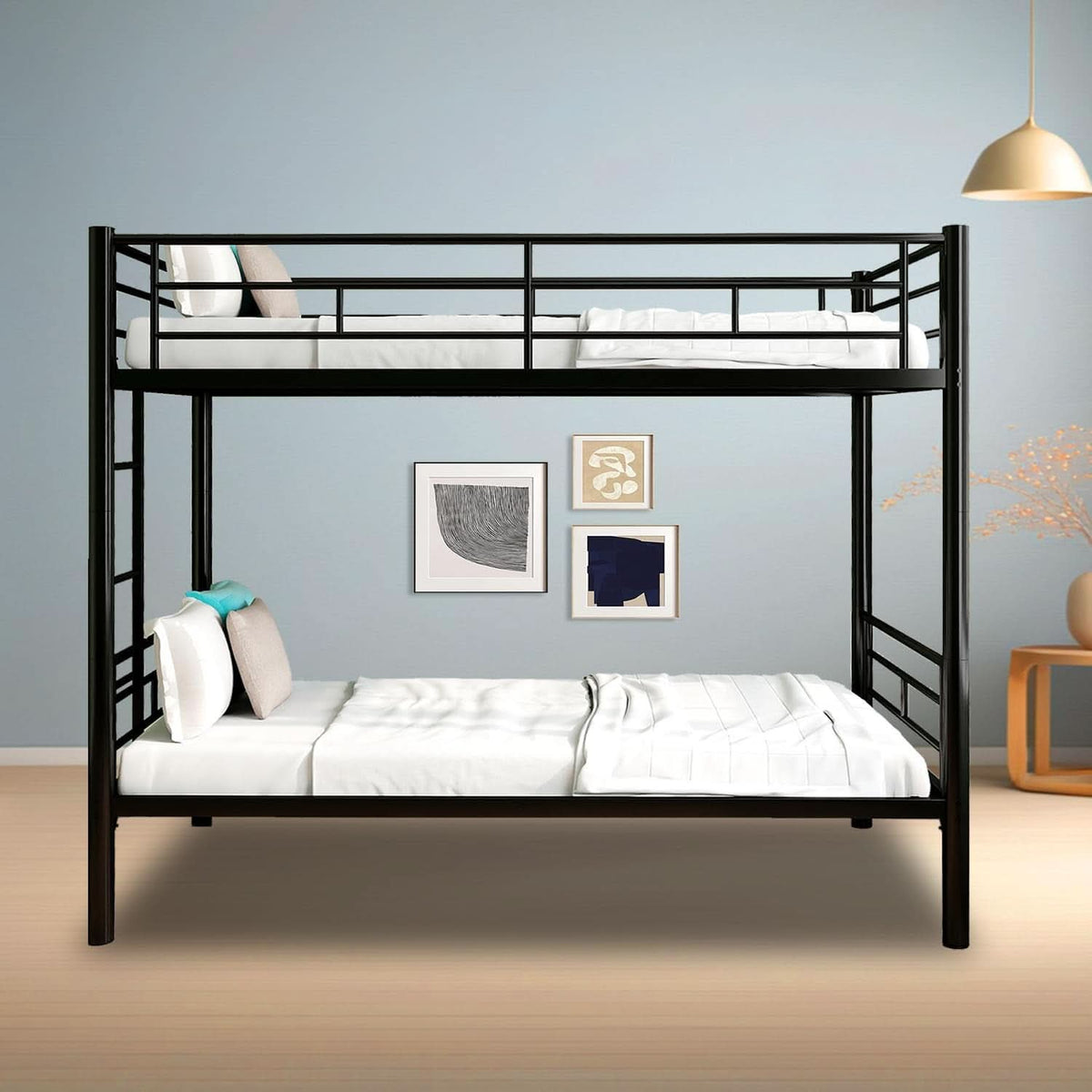 Metal Bunk Bed Twin Over Twin Heavy Duty With Ladders Black