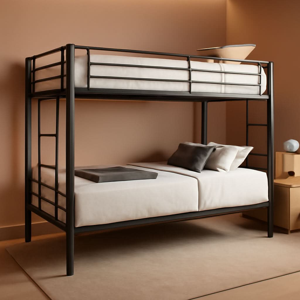Metal Bunk Bed Twin Over Twin Heavy Duty With Ladders Black