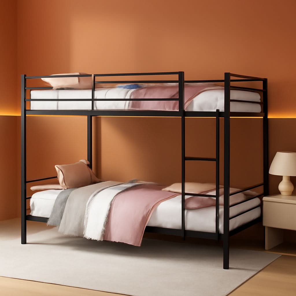 Metal Bunk Bed Twin Over Twin With Safety Guard Rails