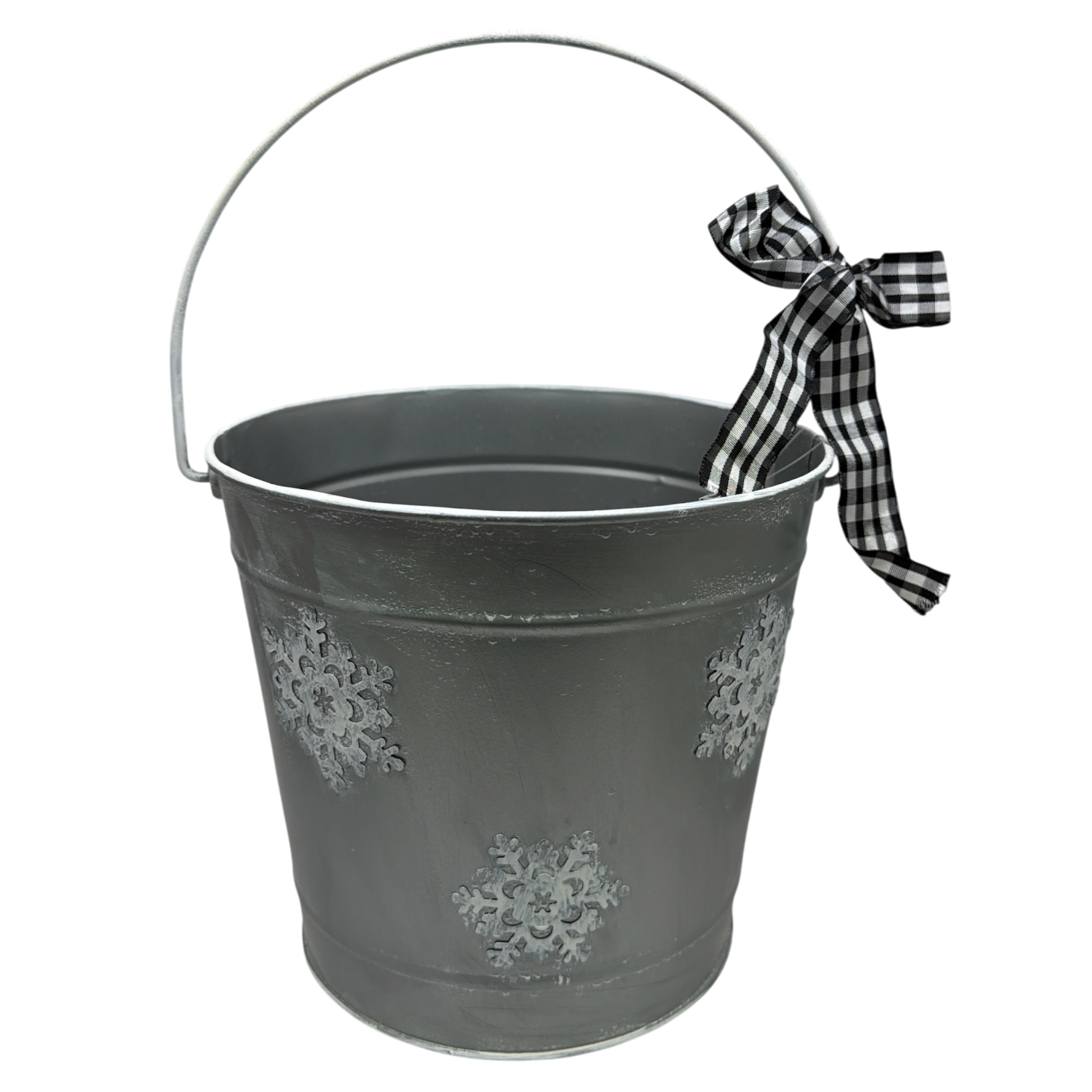 Metal Christmas Snow Bucket - Large