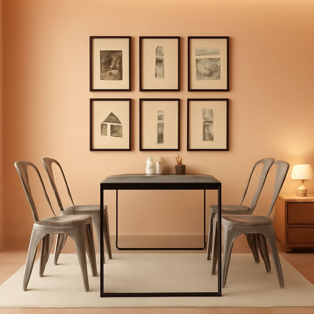 Metal Dining Chairs Set Of 4 Gun Metal With Wooden Seats