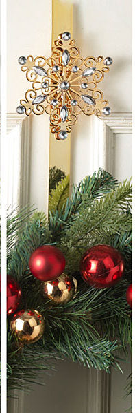 Metal & Jewel Snowflake Holiday Wreath Hanger - Rose Gold