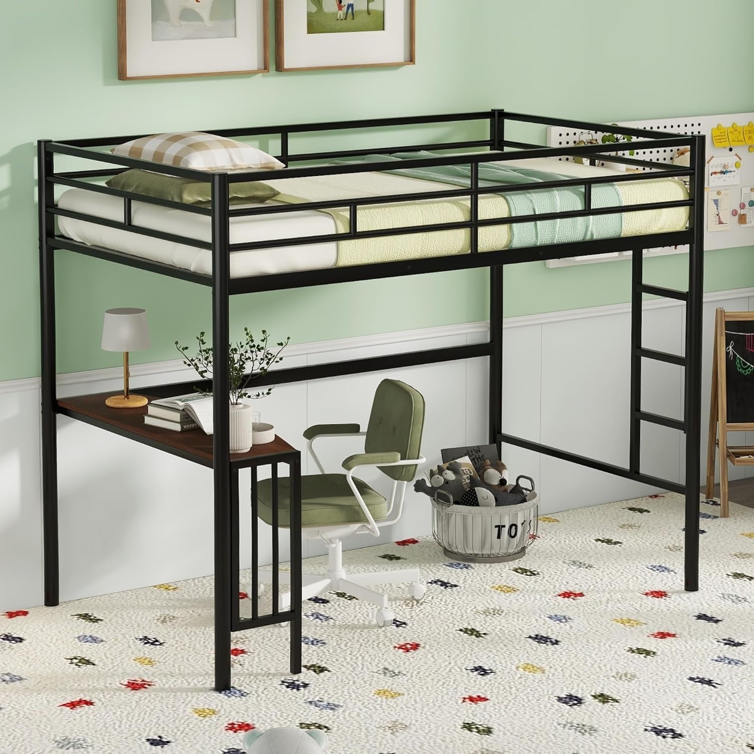 Metal Loft Bed Twin Over Full With Desk And Storage